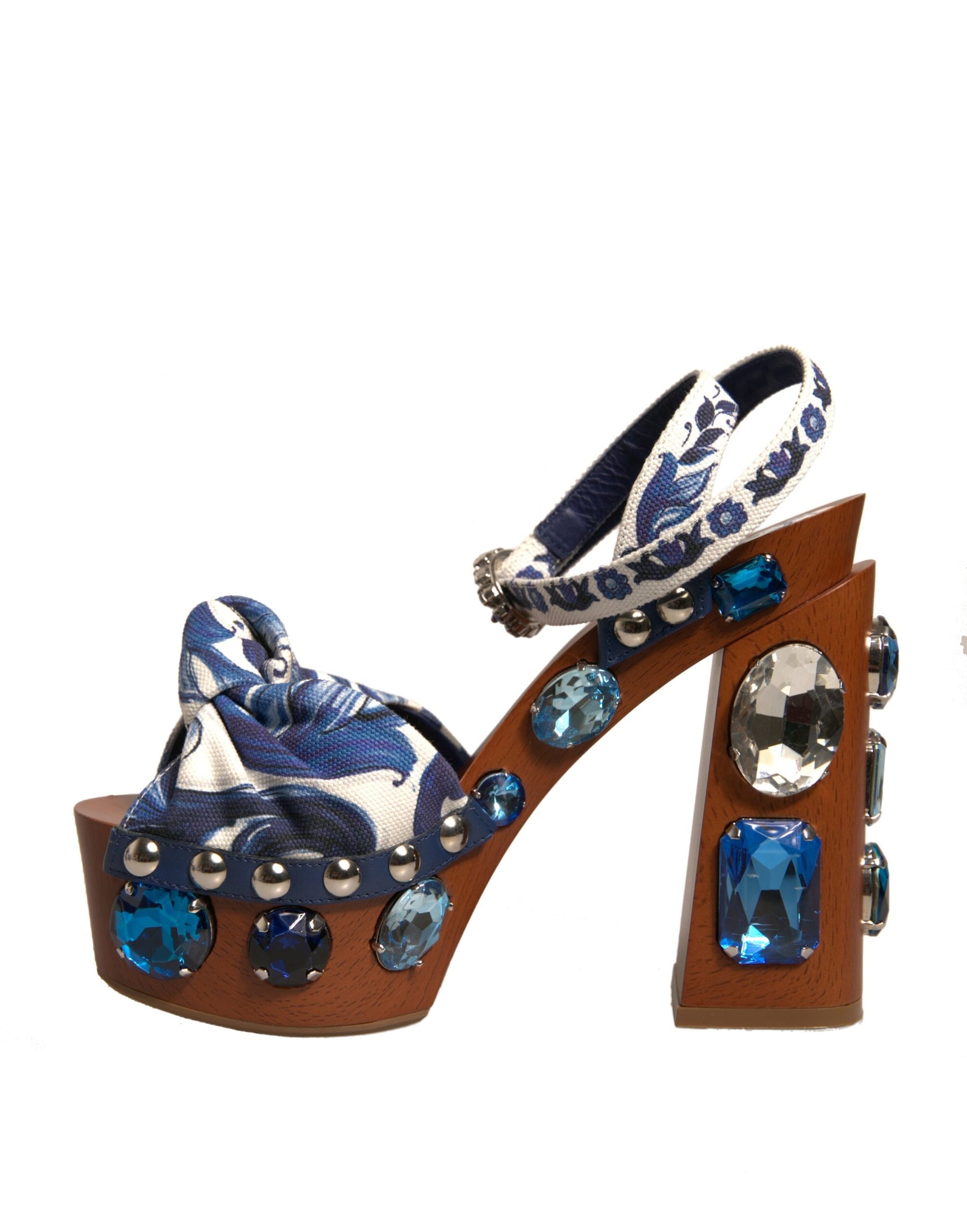 Dolce & Gabbana Multicolor Majolica Embellished Wedge Sandals Shoes | Regal Royce