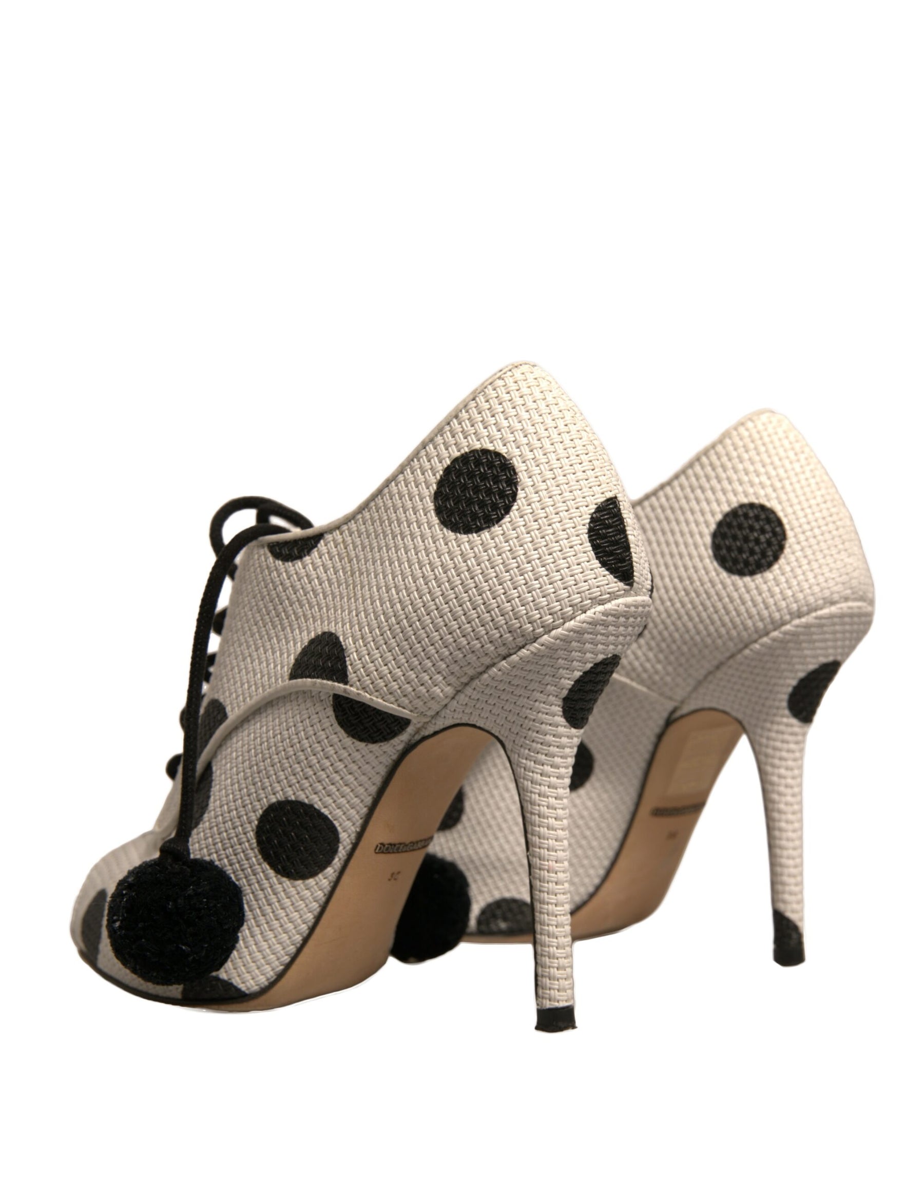 Dolce & Gabbana White Black Polka Dot Peep Toe Ankle Boots Shoes | Regal Royce