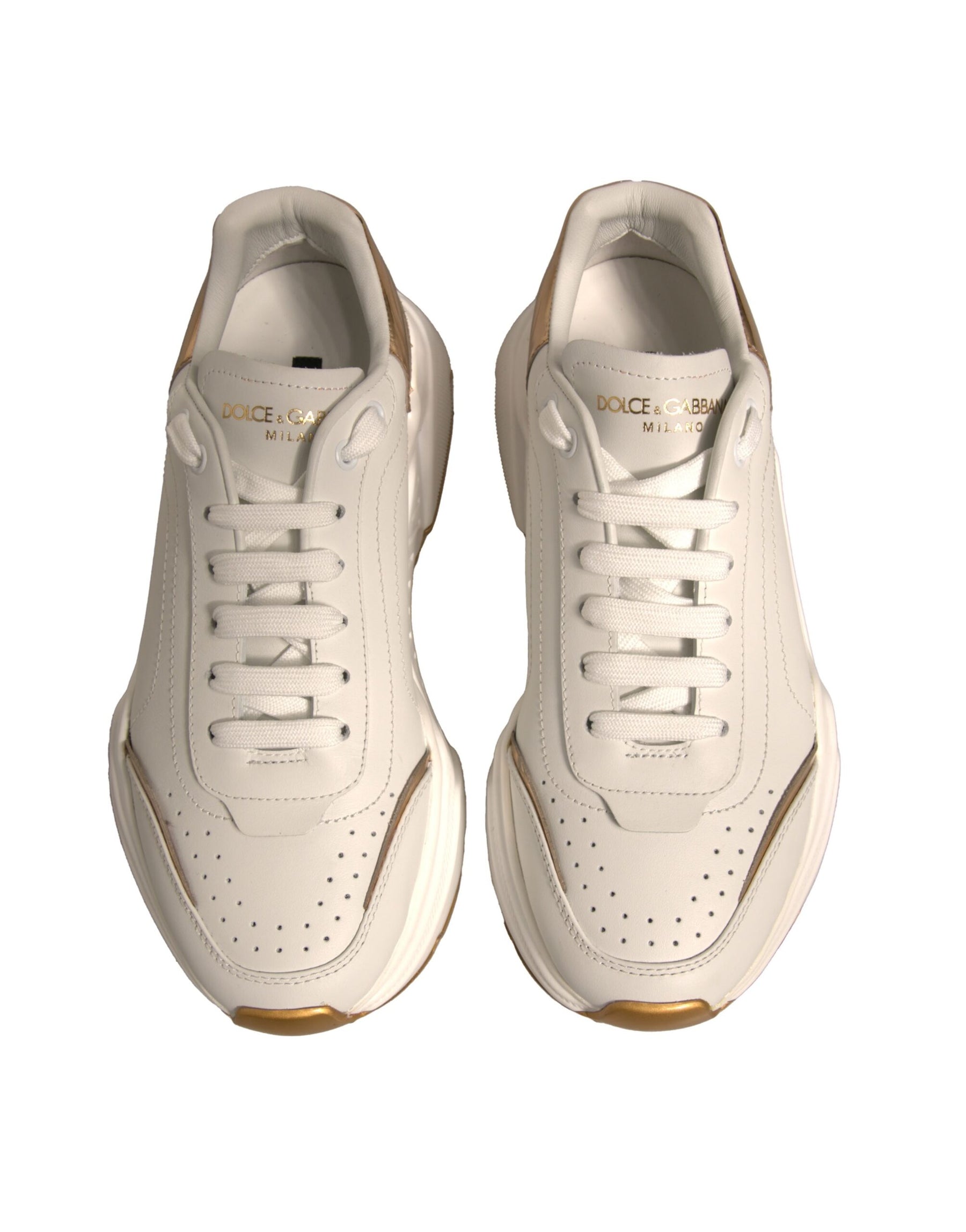 Dolce & Gabbana White Gold Daymaster Low Top Sneakers Shoes | Regal Royce