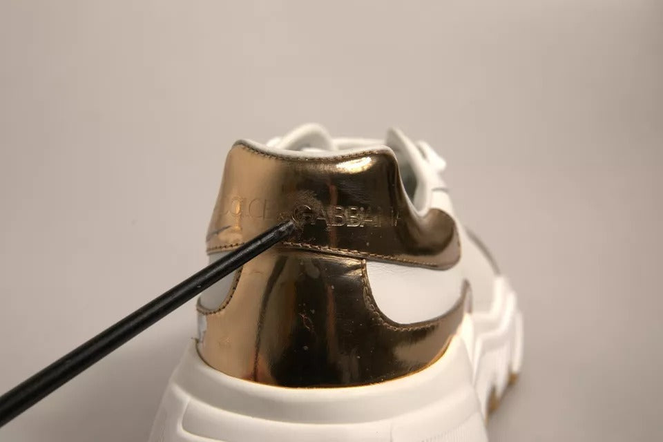 Dolce & Gabbana White Gold Daymaster Low Top Sneakers Shoes | Regal Royce