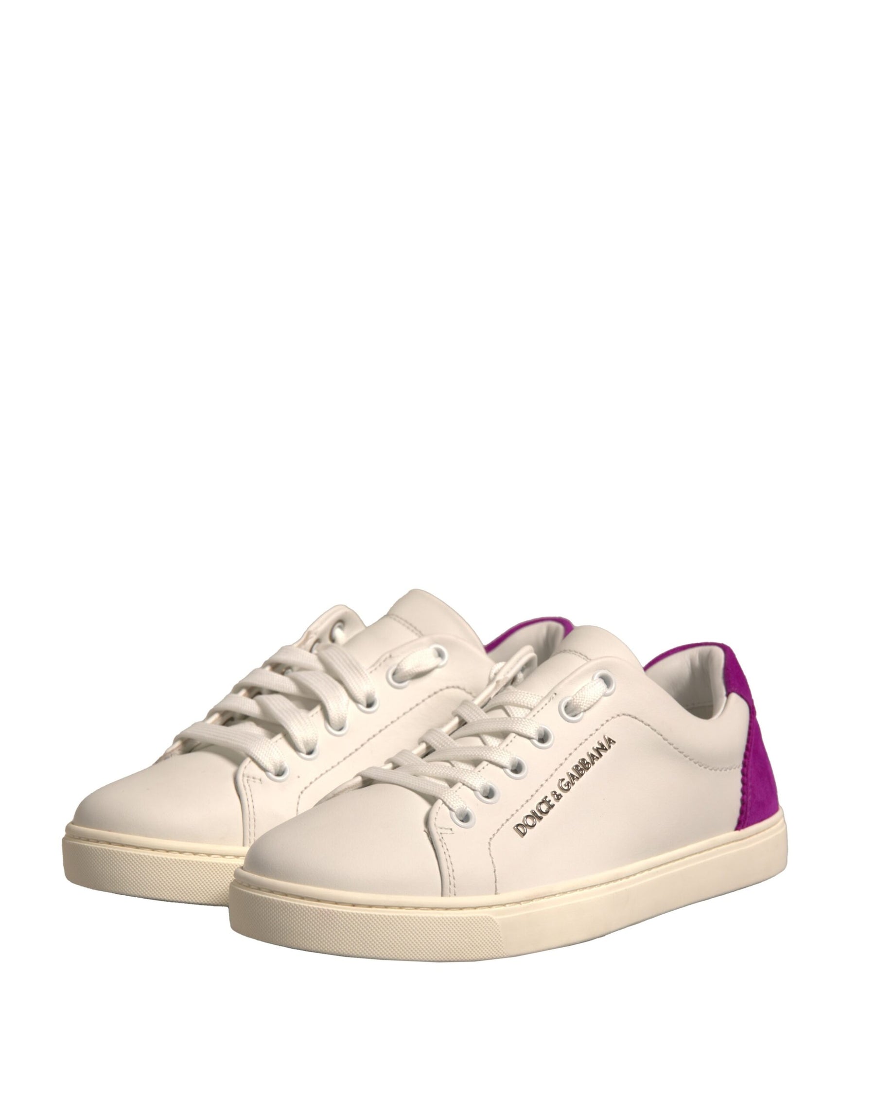 Dolce & Gabbana White Suede Leather Low Top Sneakers Shoes | Regal Royce