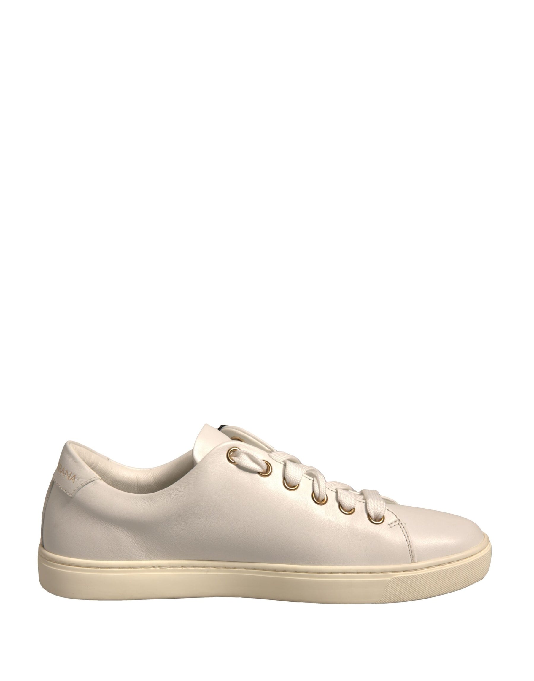 Dolce & Gabbana White Leather Gold Red Heart Sneakers Shoes | Regal Royce