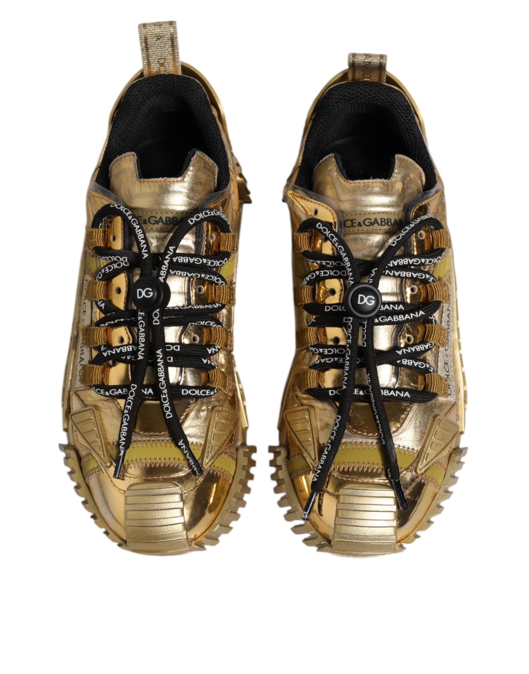 Dolce & Gabbana Gold Stretch Lace Up NS1 Sneakers Shoes | Regal Royce