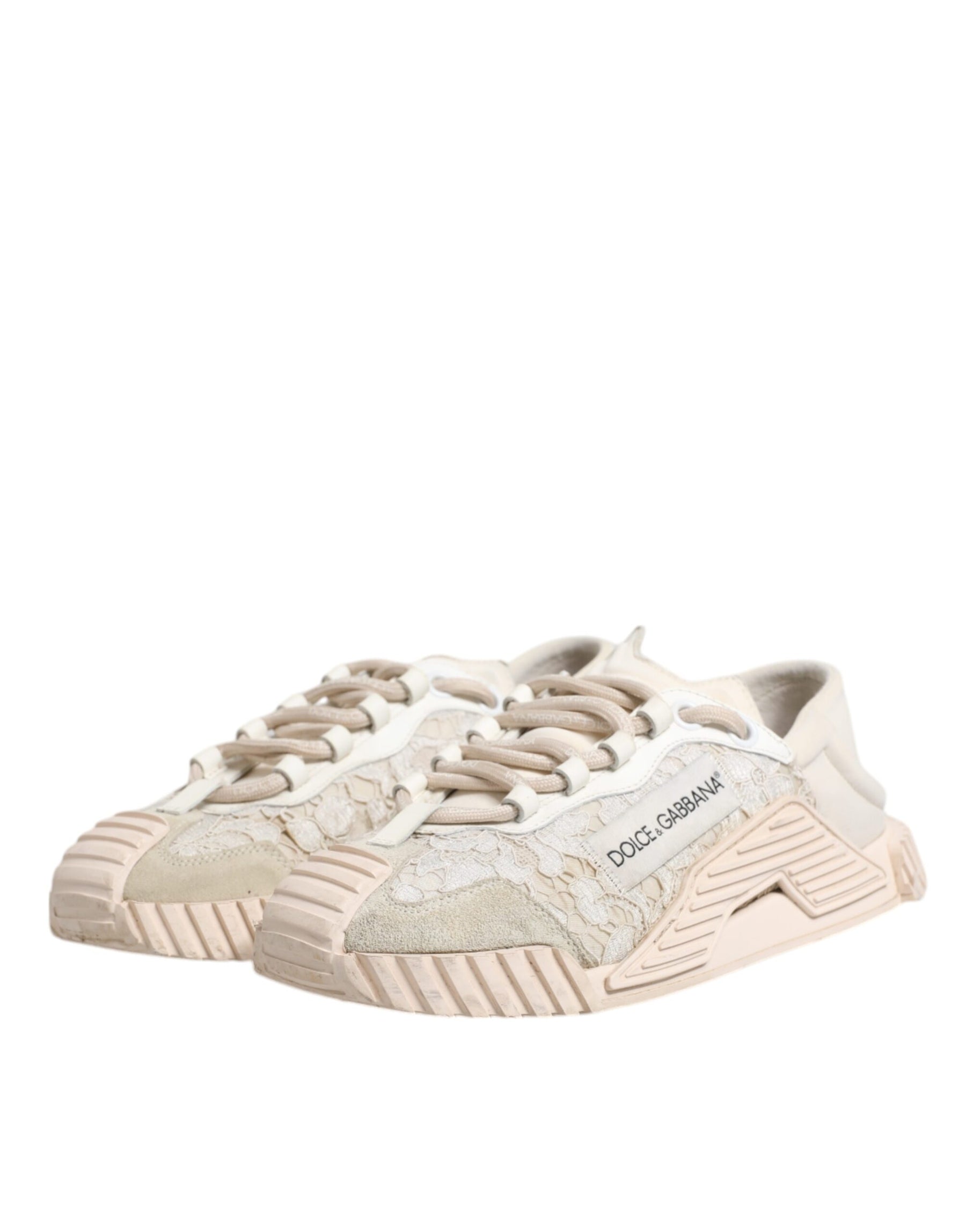 Dolce & Gabbana White Lace NS1 Low Top Sneaker Sports Shoes | Regal Royce
