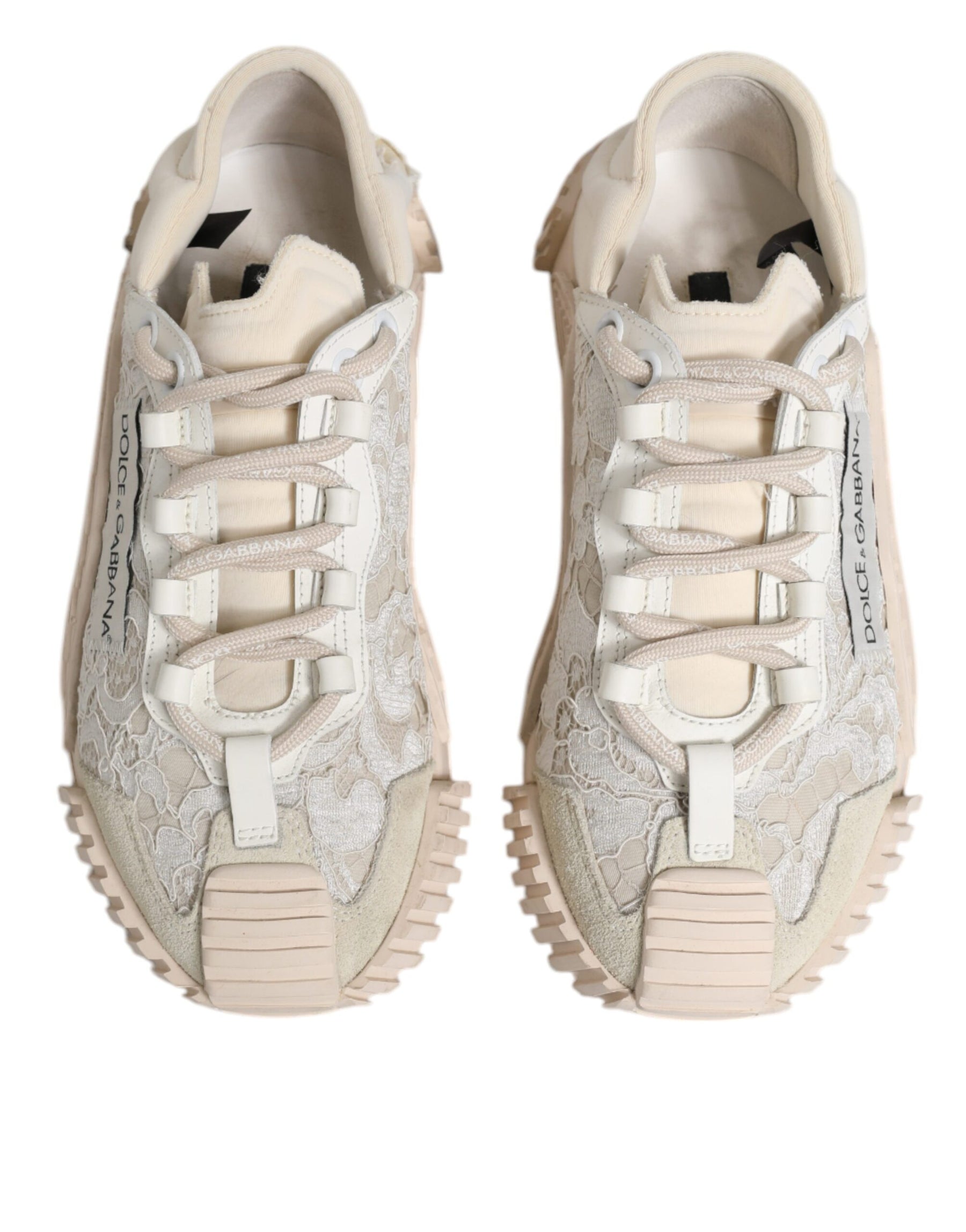 Dolce & Gabbana White Lace NS1 Low Top Sneaker Sports Shoes | Regal Royce