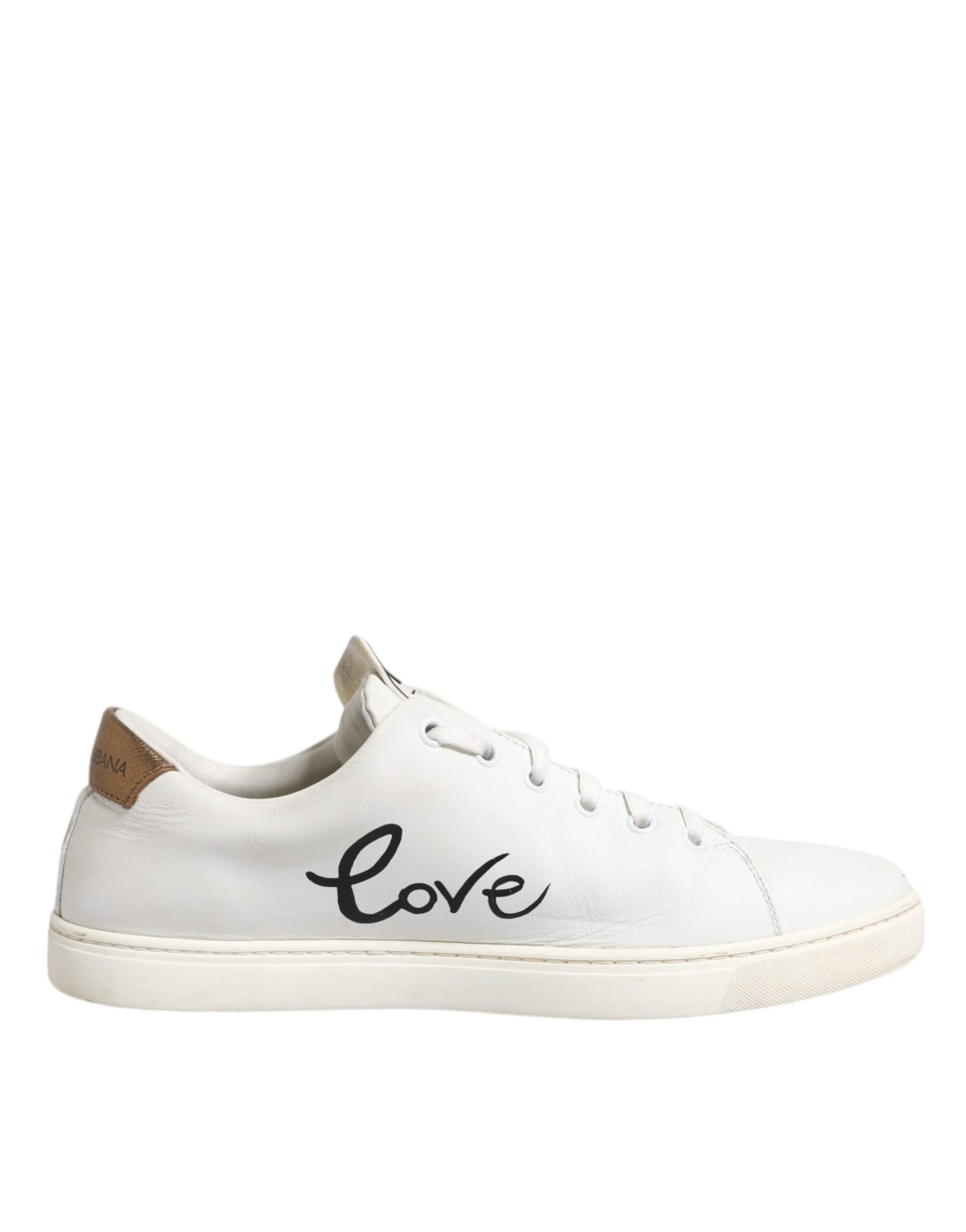 Dolce & Gabbana White Leather Heart Embellished Sneakers Shoes | Regal Royce