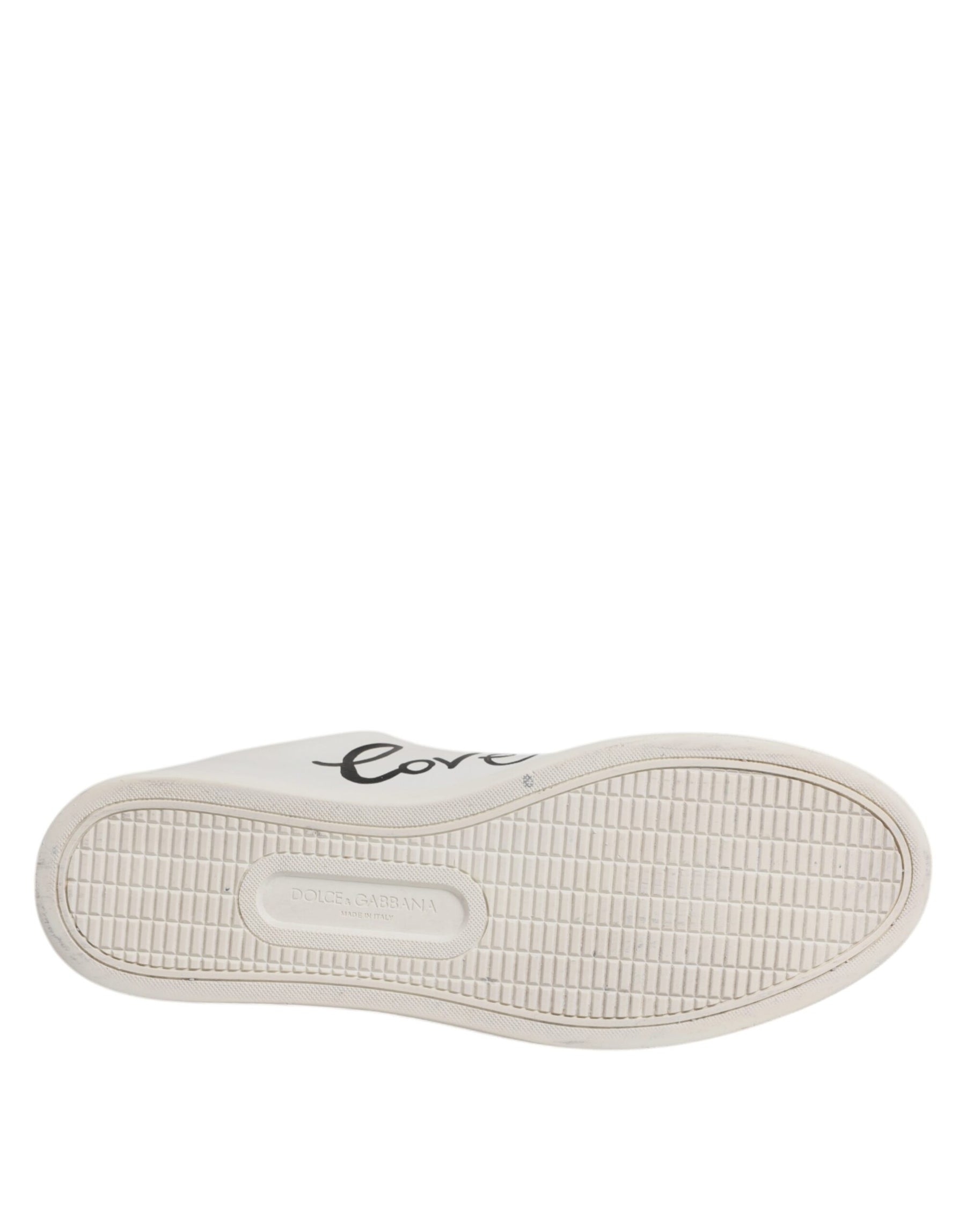 Dolce & Gabbana White Leather Heart Embellished Sneakers Shoes | Regal Royce