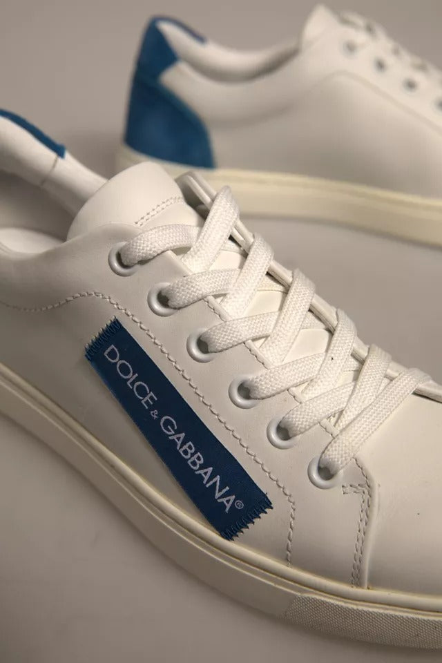 Dolce & Gabbana White Suede Leather Low Top Sneakers Shoes | Regal Royce