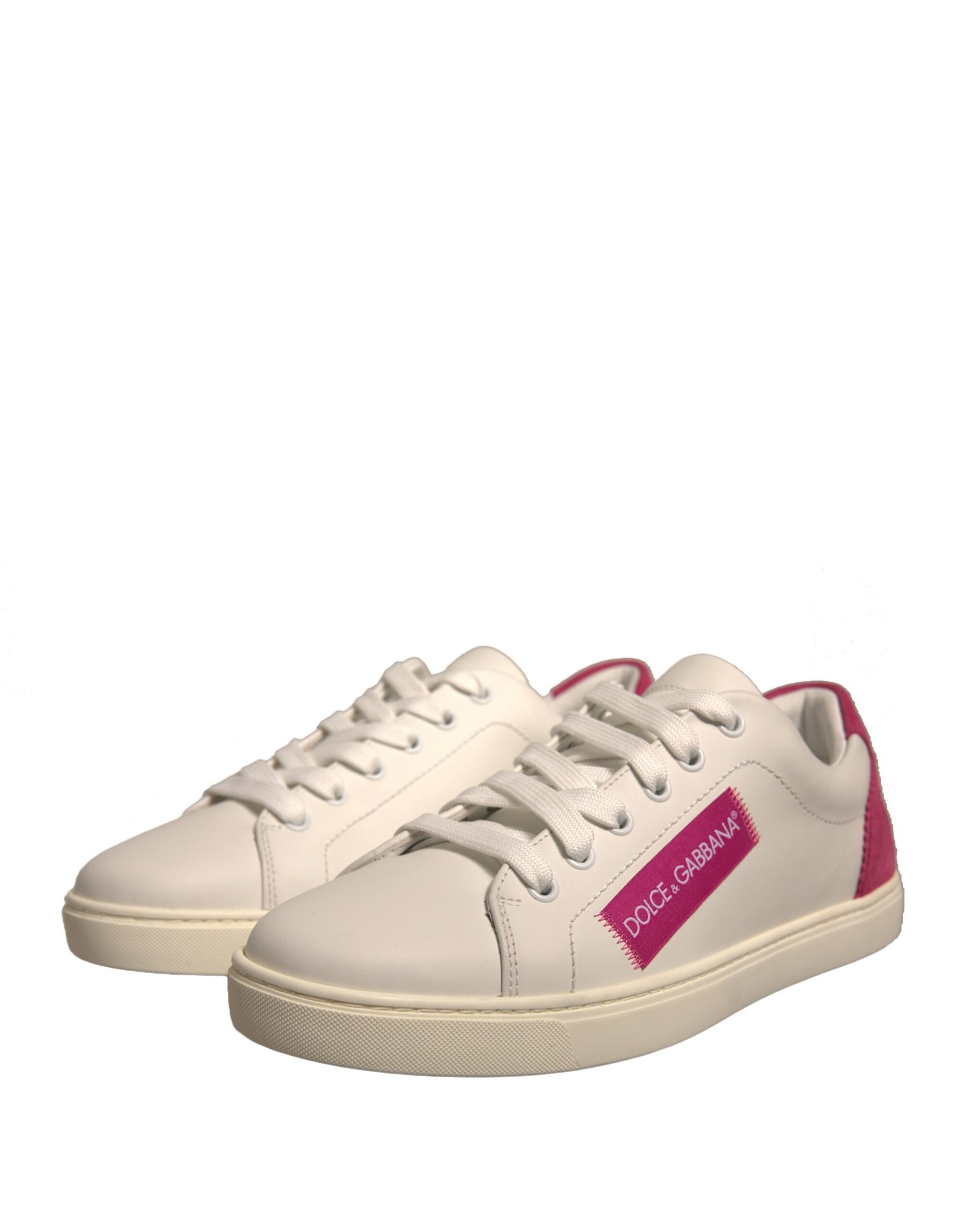Dolce & Gabbana White Suede Leather Low Top Sneakers Shoes | Regal Royce