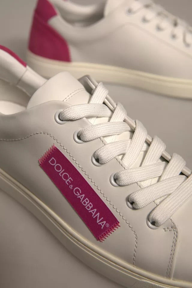 Dolce & Gabbana White Suede Leather Low Top Sneakers Shoes | Regal Royce