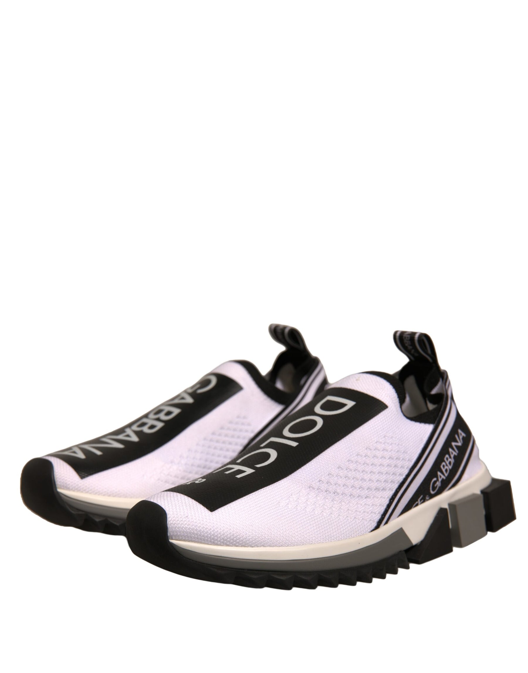 Dolce & Gabbana White Black Slip On Sorrento Sneakers Shoes | Regal Royce