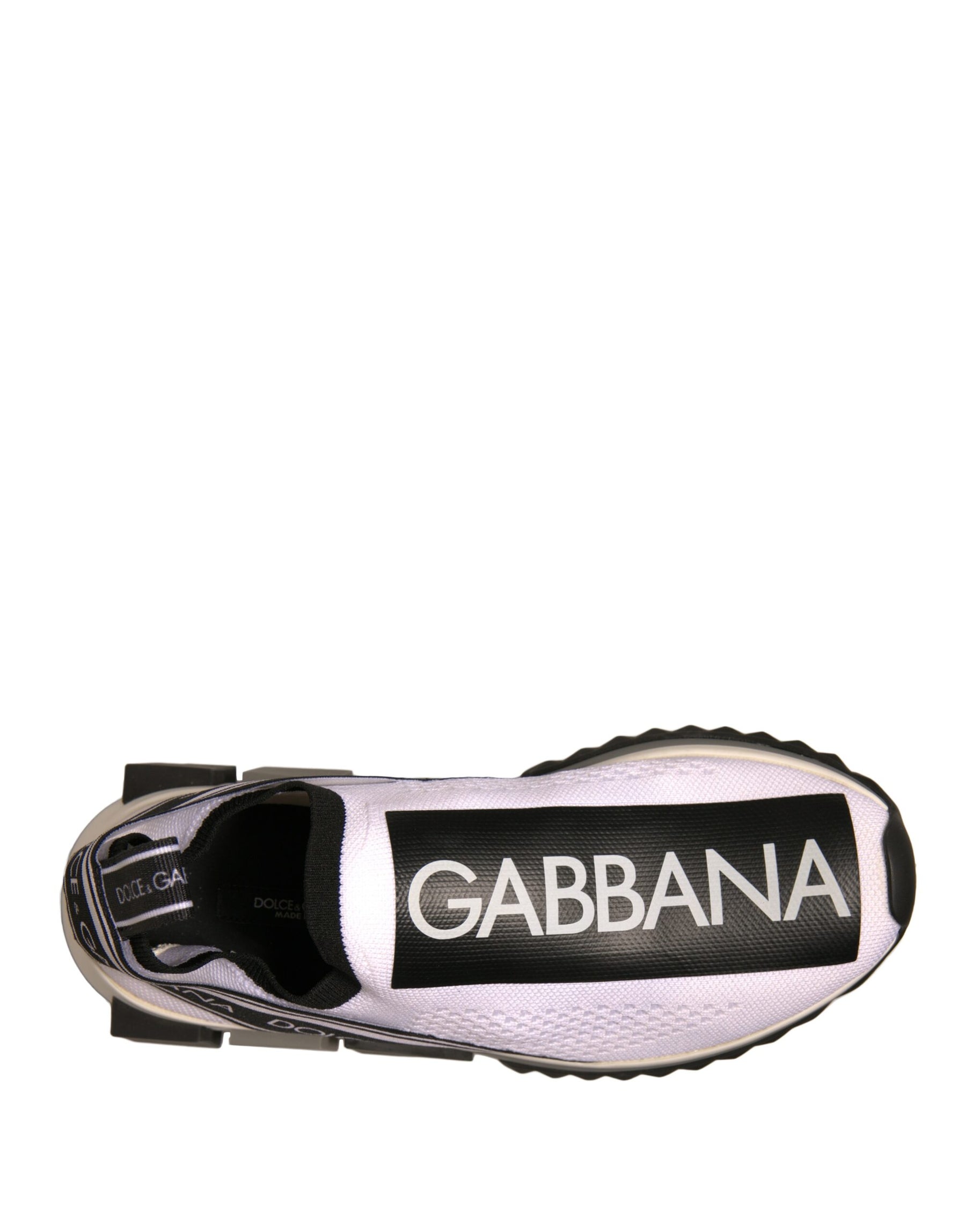 Dolce & Gabbana White Black Slip On Sorrento Sneakers Shoes | Regal Royce