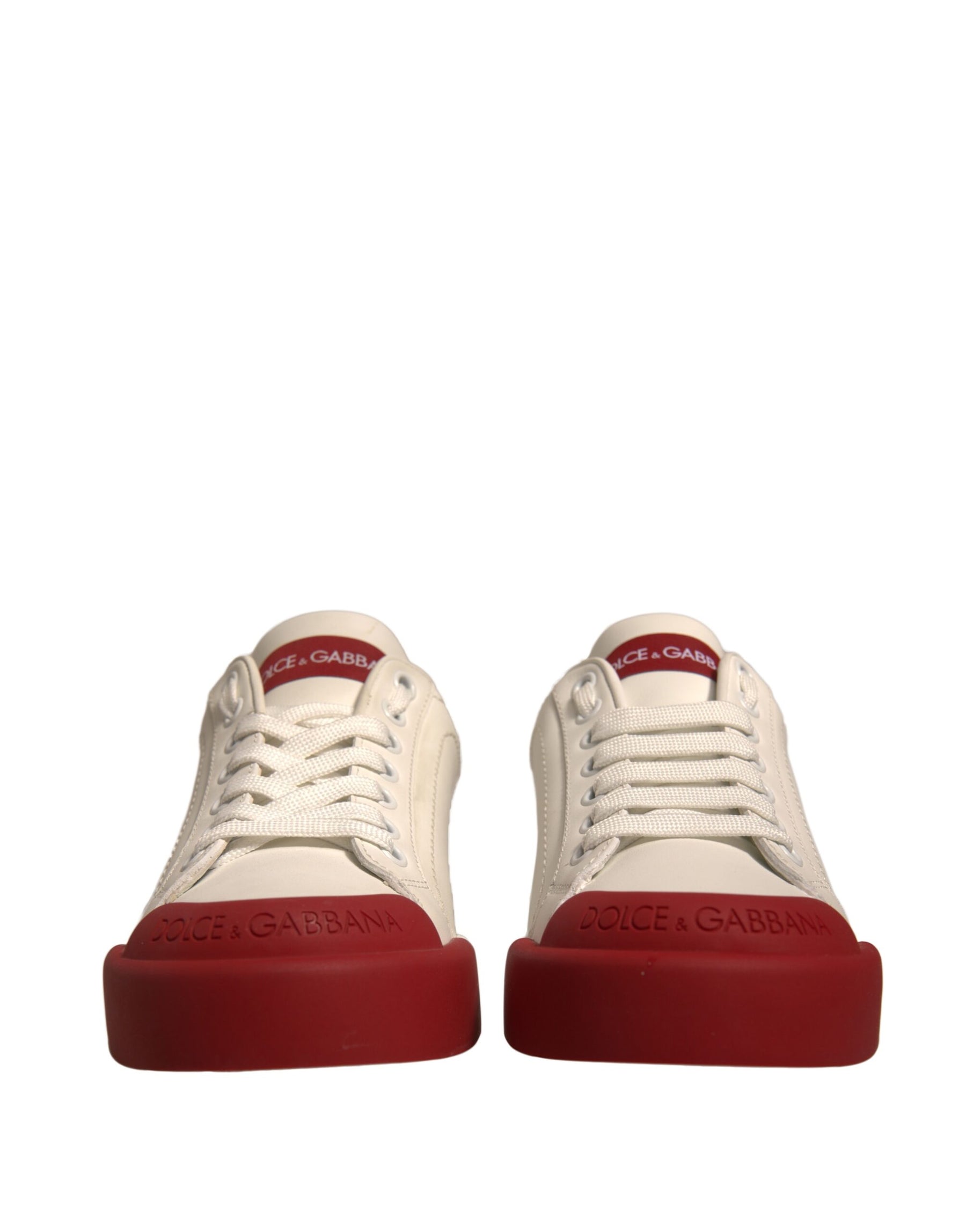 Dolce & Gabbana Shoes White Leather Logo Portofino Sneakers | Regal Royce