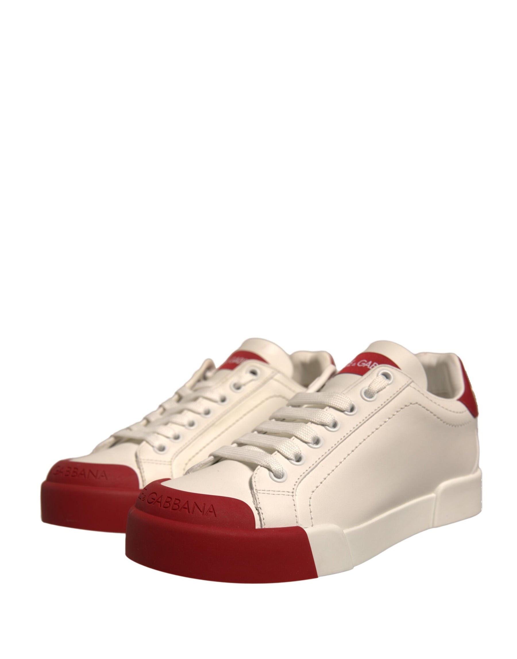 Dolce & Gabbana Shoes White Leather Logo Portofino Sneakers | Regal Royce