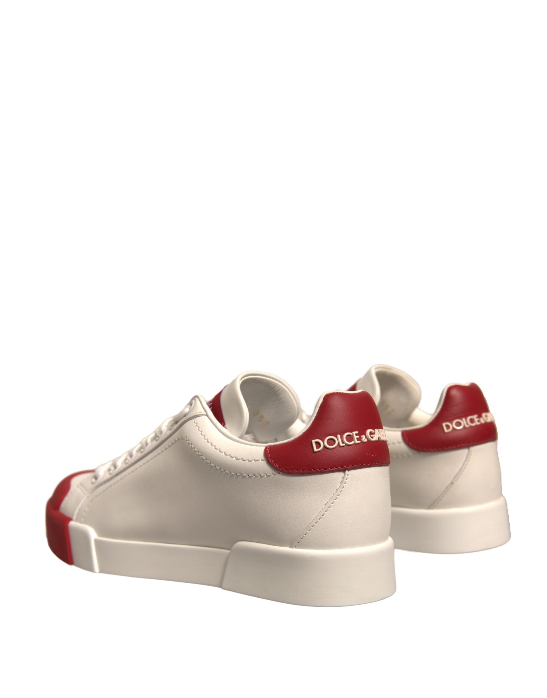 Dolce & Gabbana Shoes White Leather Logo Portofino Sneakers | Regal Royce