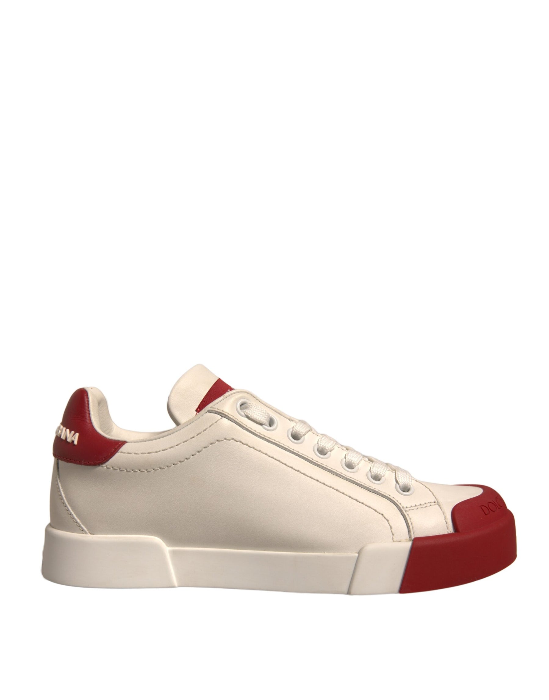 Dolce & Gabbana Shoes White Leather Logo Portofino Sneakers | Regal Royce