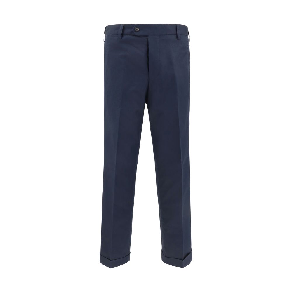 Germano Blue Cotton Casual Pants | Regal Royce