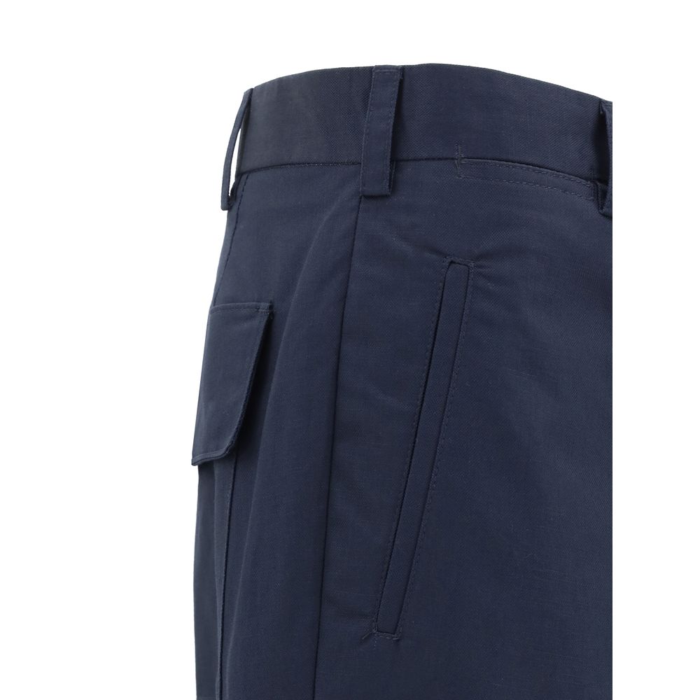 Germano Blue Cotton Casual Pants | Regal Royce
