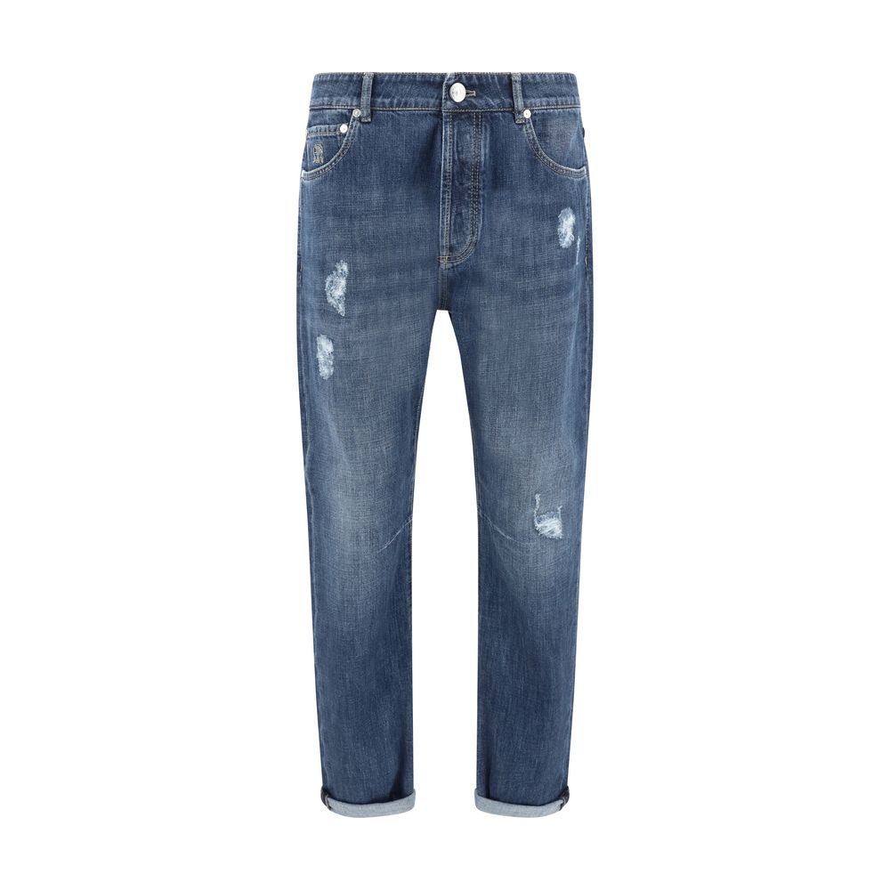 Brunello Cucinelli Blue Cotton Straight-Leg Jeans | Regal Royce