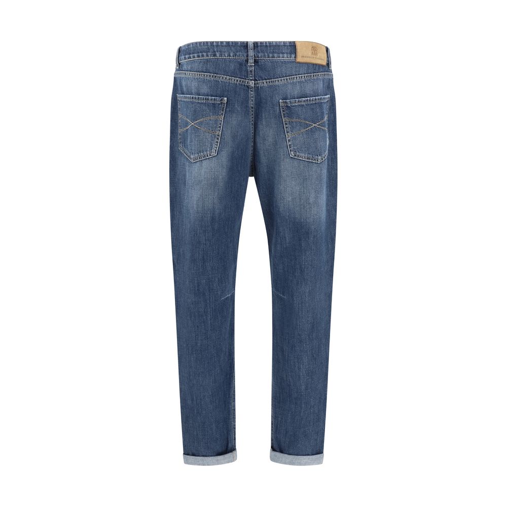 Brunello Cucinelli Blue Cotton Straight-Leg Jeans | Regal Royce