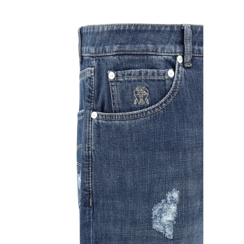 Brunello Cucinelli Blue Cotton Straight-Leg Jeans | Regal Royce
