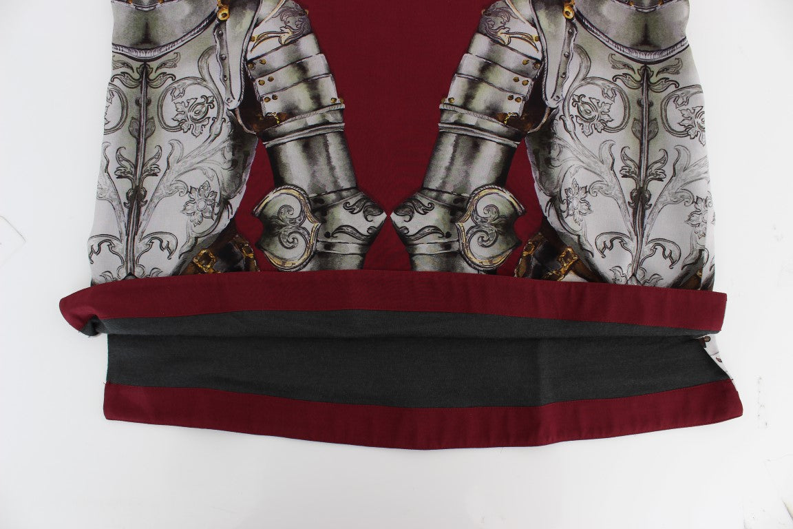 Dolce & Gabbana Red Knight Print Silk Blouse T-shirt | Regal Royce