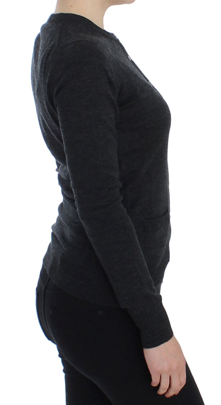 Dolce & Gabbana Gray Wool Button Cardigan Sweater | Regal Royce