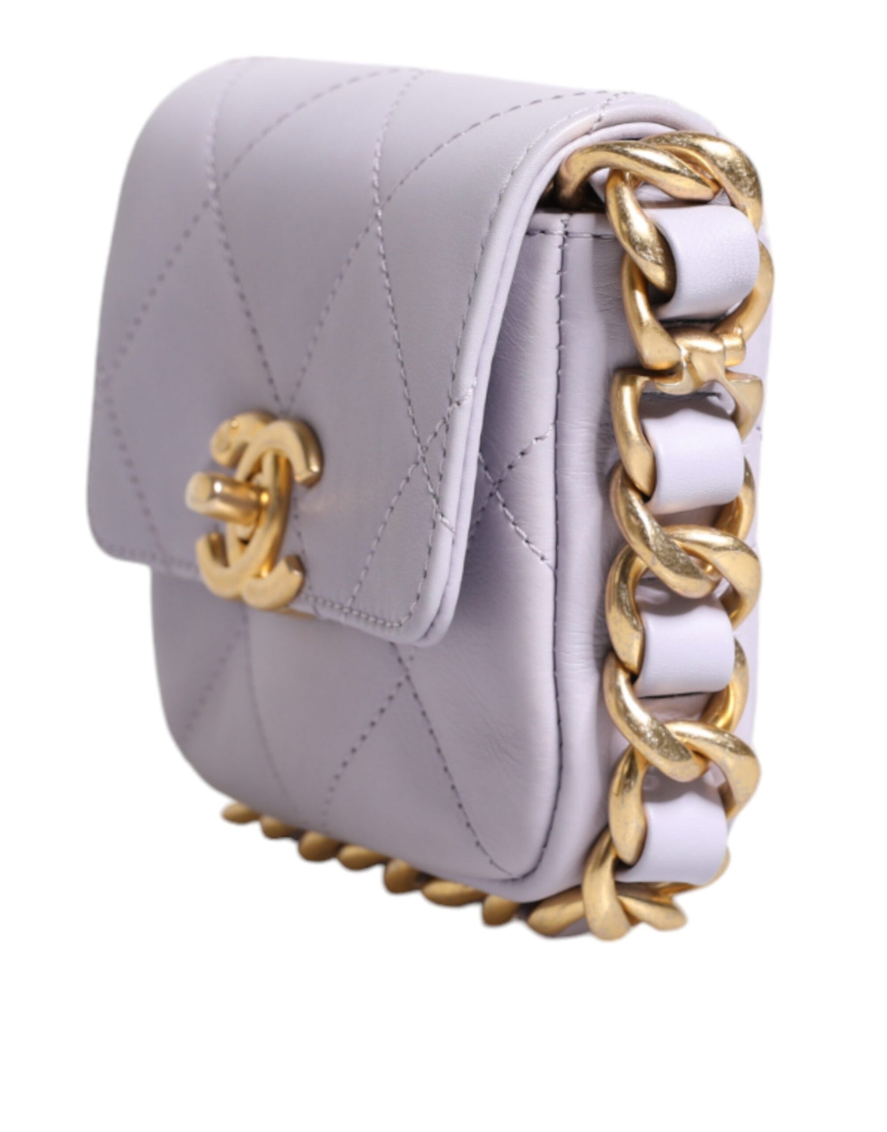 Chanel Blue Quilted Calfskin Framing Chain Flap Mini crossbody Bag | Regal Royce