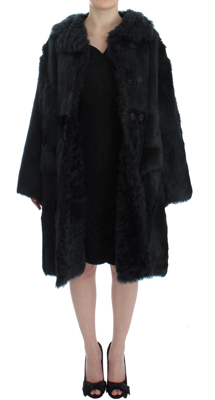 Dolce & Gabbana Black Goat Fur Shearling Long Jacket Coat | Regal Royce