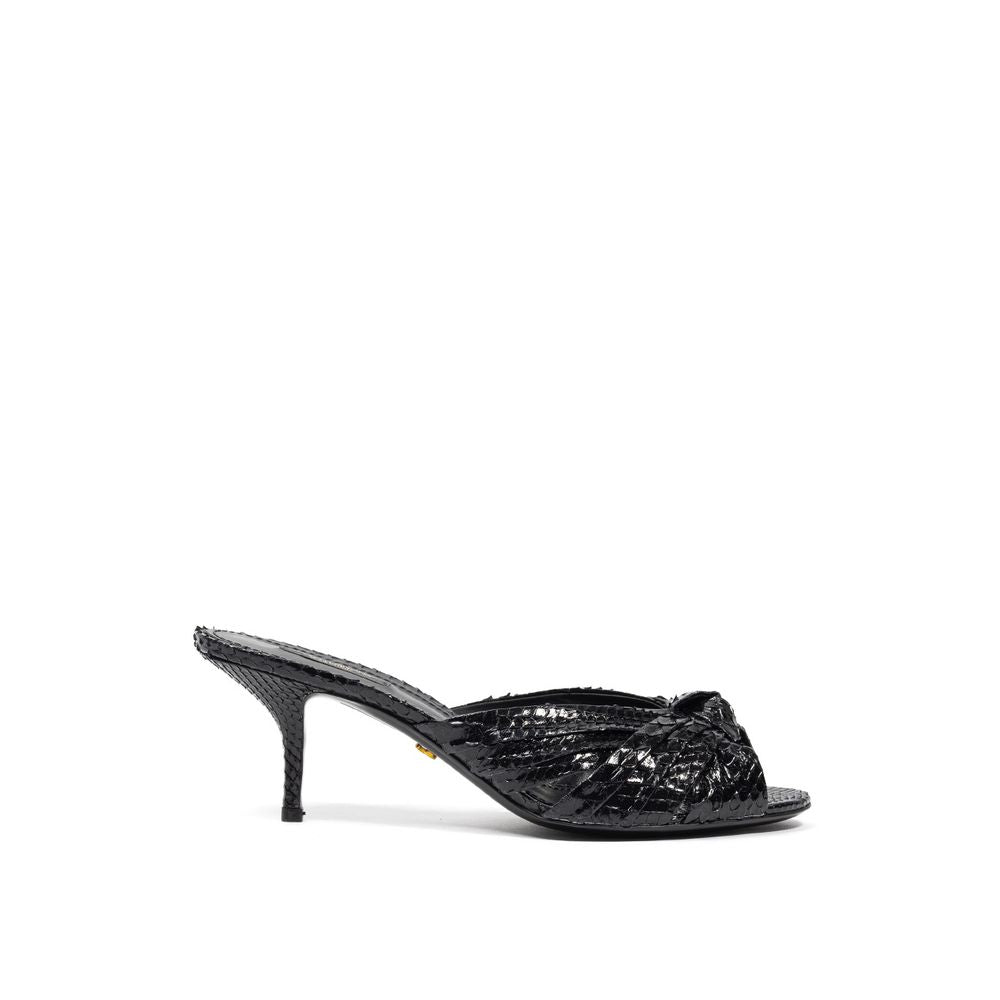 Dolce & Gabbana Black Snake Skin  Platform Sandals | Regal Royce