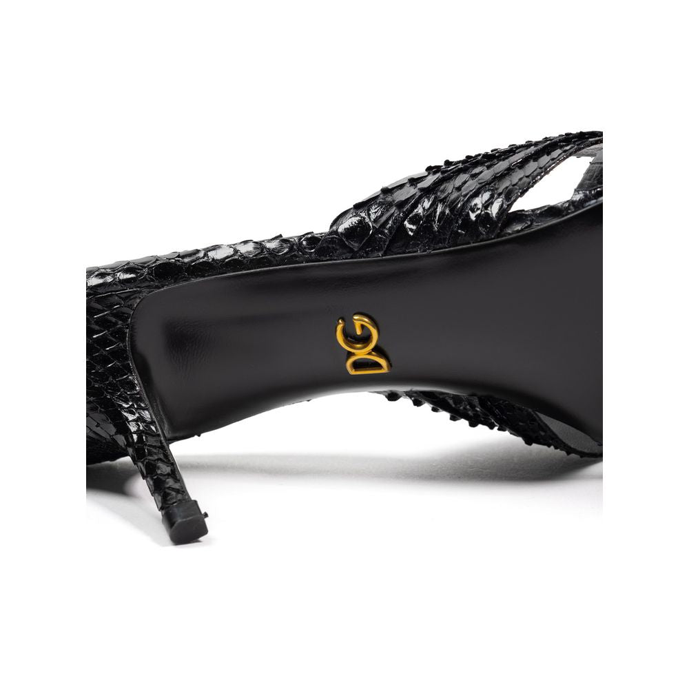 Dolce & Gabbana Black Snake Skin  Platform Sandals | Regal Royce