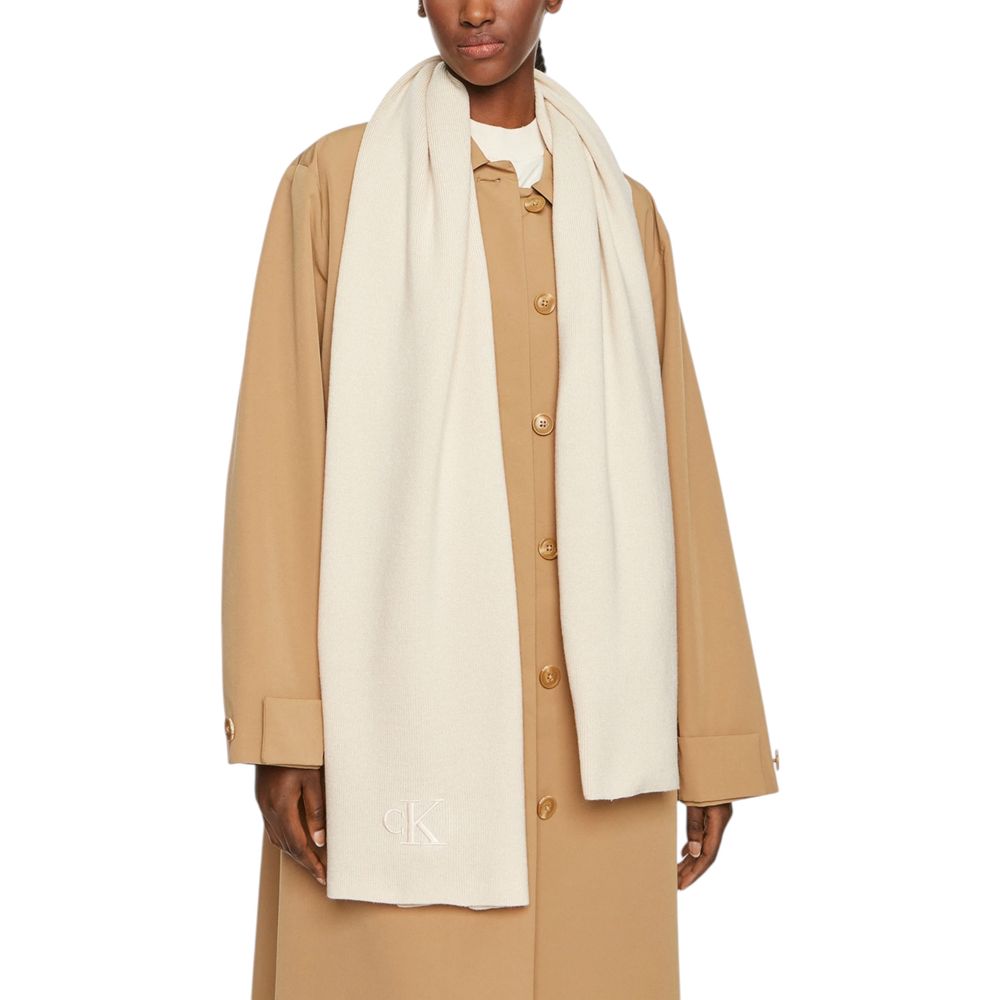 Calvin Klein Cream Recycled Polyester Scarf | Regal Royce