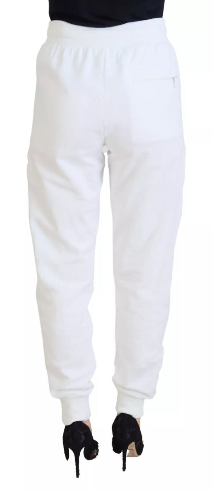 Dolce & Gabbana White Cotton Women Sweatpants Trouser Pants | Regal Royce