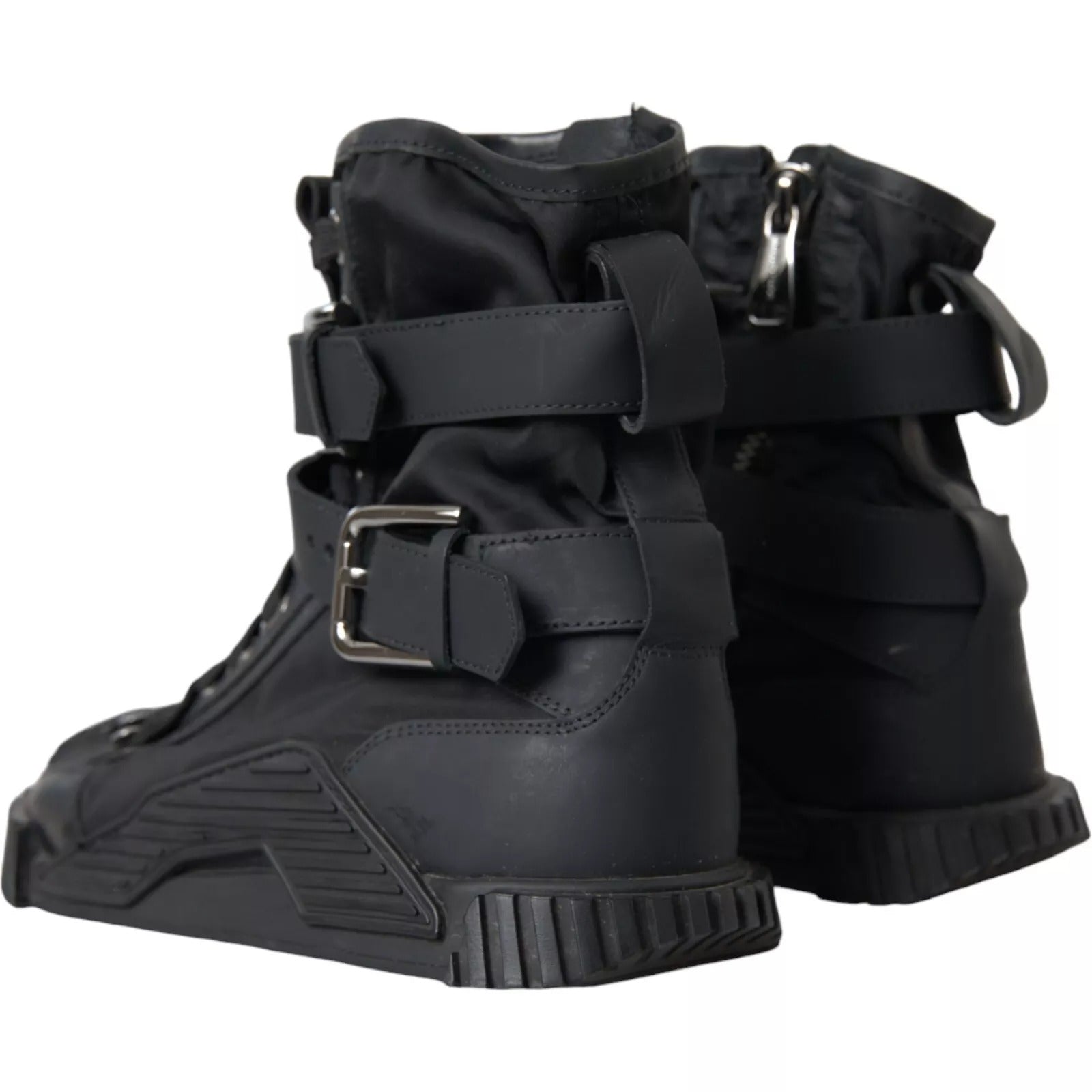 Dolce & Gabbana Black Nylon NS1 High Top Sneakers Shoes | Regal Royce