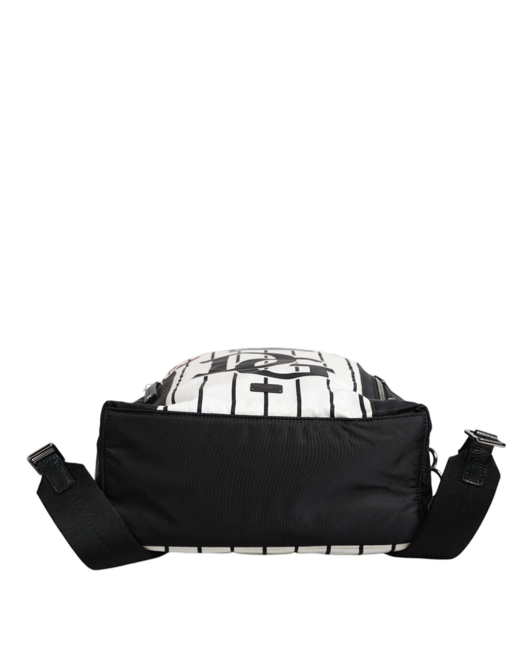 Dolce & Gabbana Black White Vulcano Royal King Print Men Backpack Bag | Regal Royce