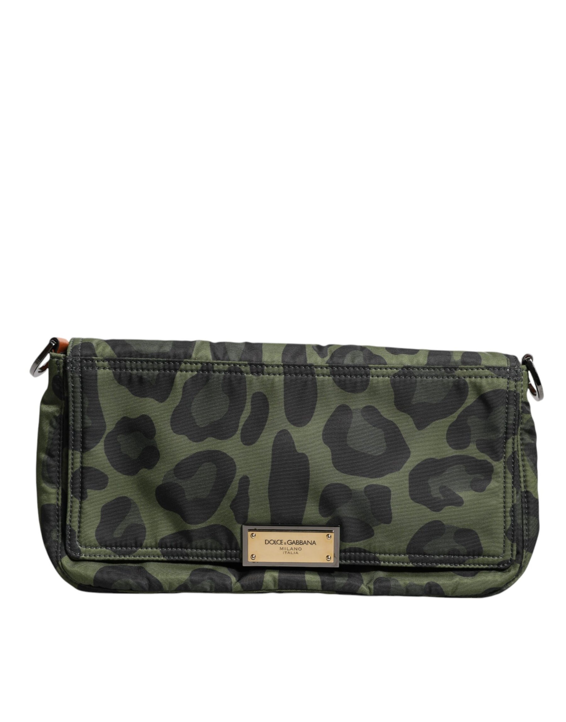 Dolce & Gabbana Green Nylon Leopard Print Shell Messenger Crossbody Bag | Regal Royce