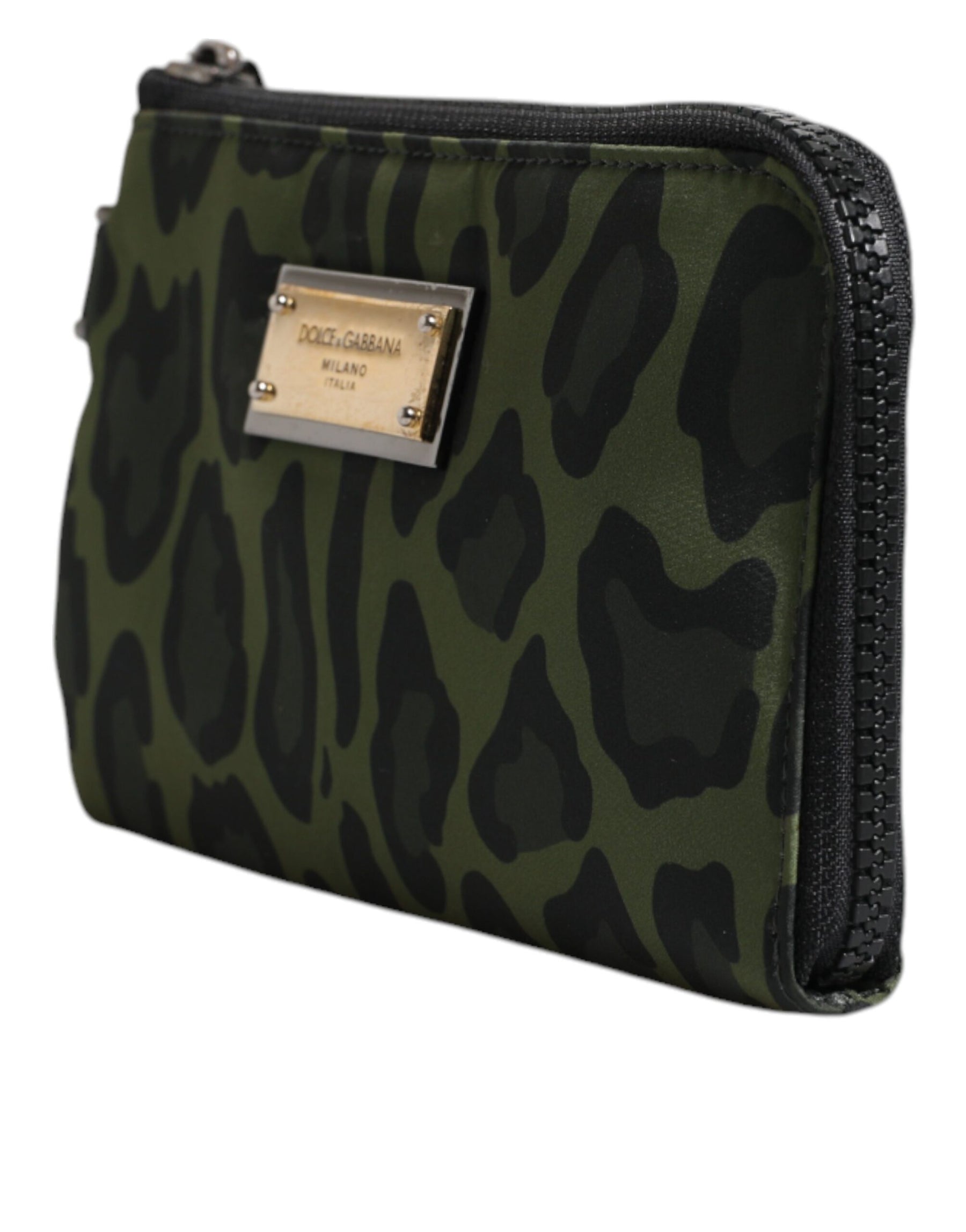 Dolce & Gabbana Green Leopard Leather Logo Plaque Multifunctional Kit Bag | Regal Royce