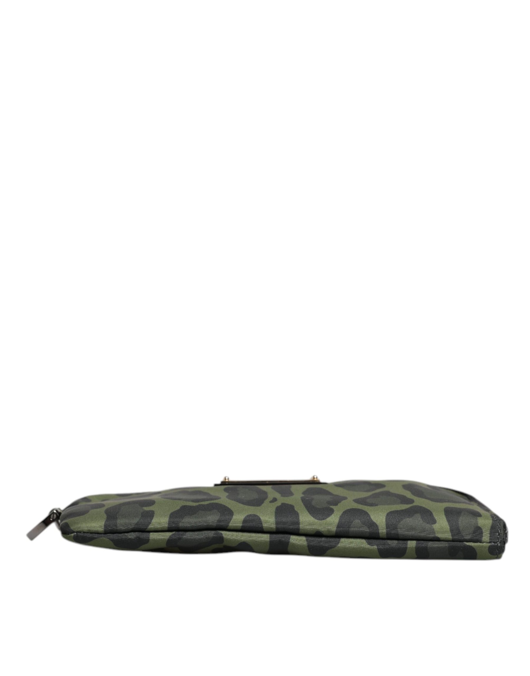 Dolce & Gabbana Green Leopard Leather Logo Plaque Multifunctional Kit Bag | Regal Royce