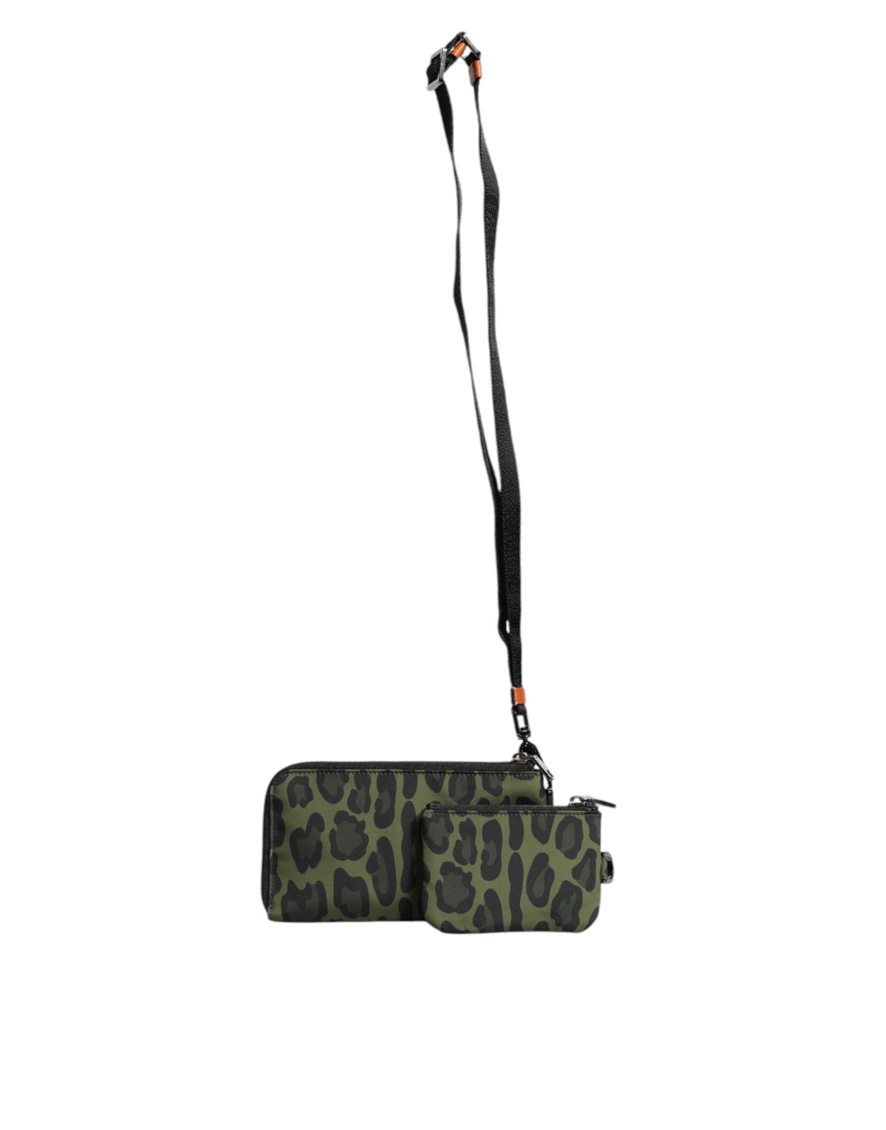 Dolce & Gabbana Green Leopard Leather Logo Plaque Multifunctional Kit Bag | Regal Royce