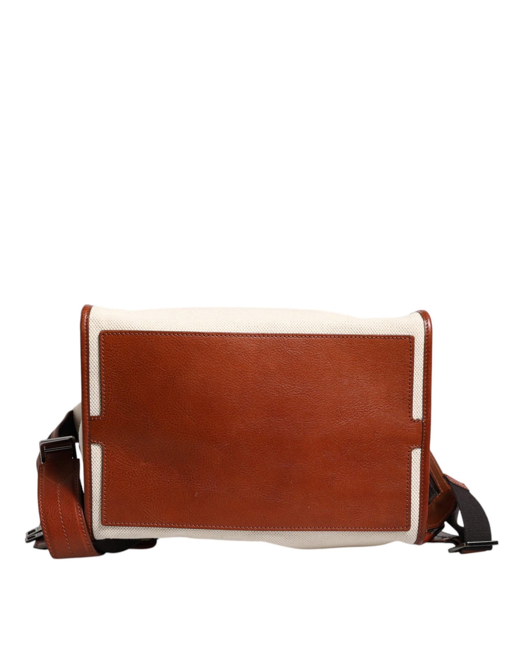 Dolce & Gabbana Beige Brown Canvas Leather EDGE Travel Men Back Pack Bag | Regal Royce