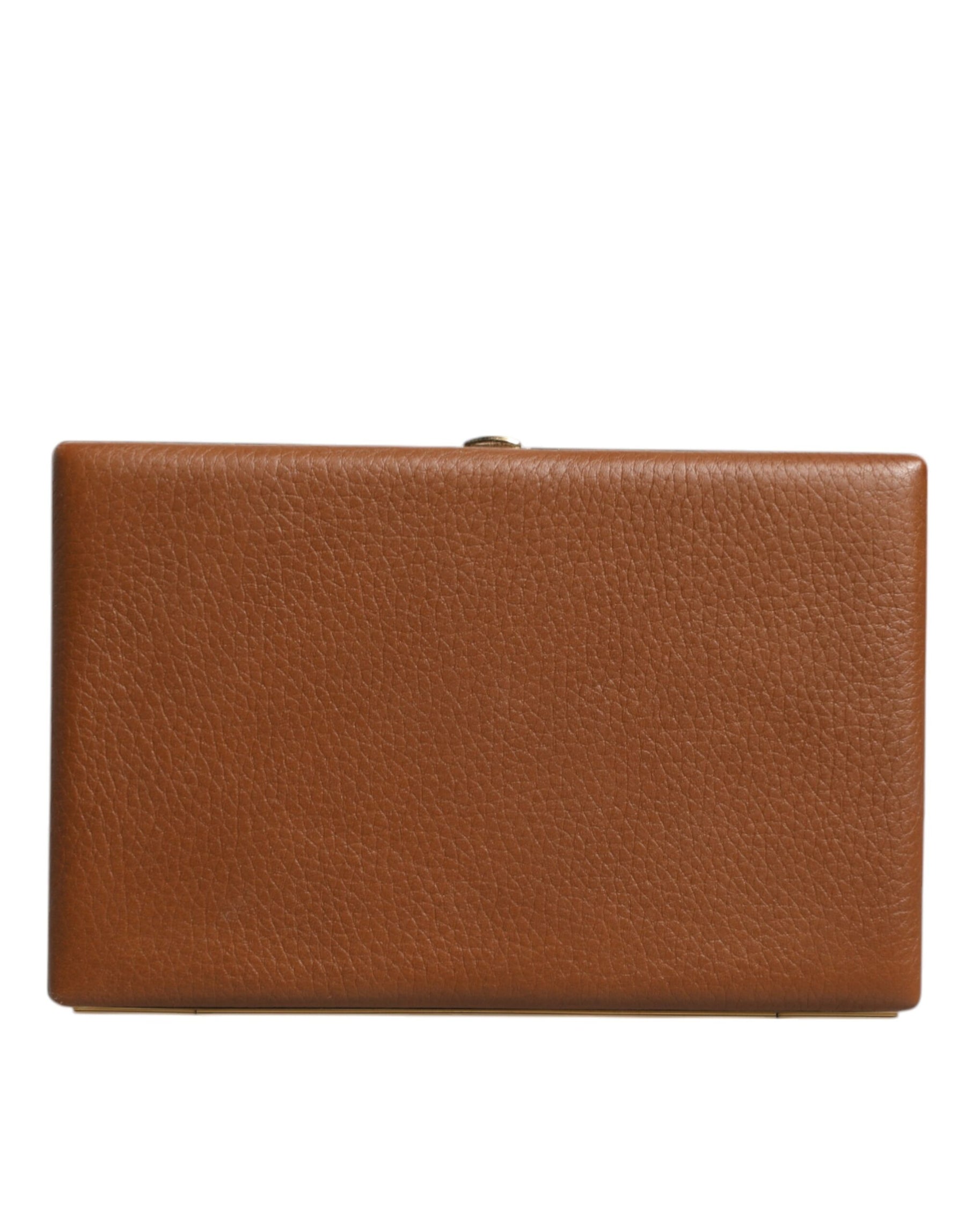 Dolce & Gabbana Brown Leather Clutch Evening Crossbody Bag | Regal Royce