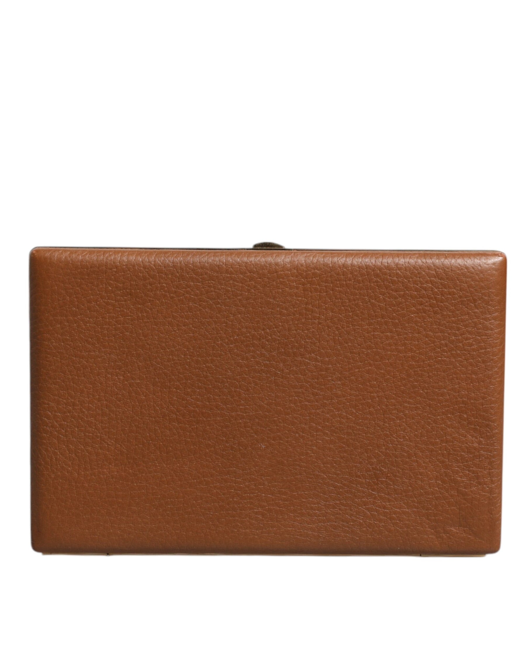 Dolce & Gabbana Brown Leather Clutch Evening Crossbody Bag | Regal Royce
