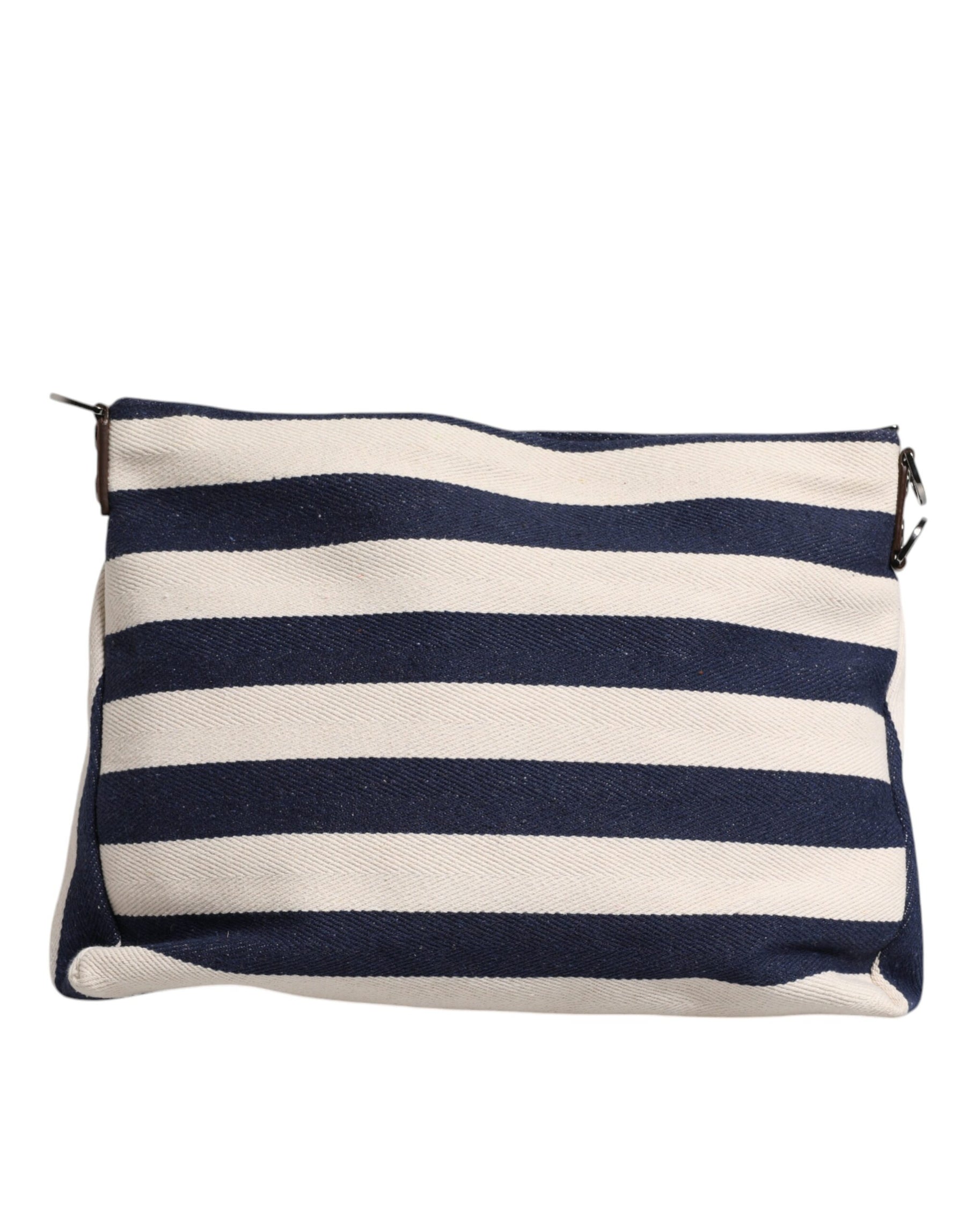 Dolce & Gabbana Blue White Stripes Logo Plaque Tote Bag | Regal Royce