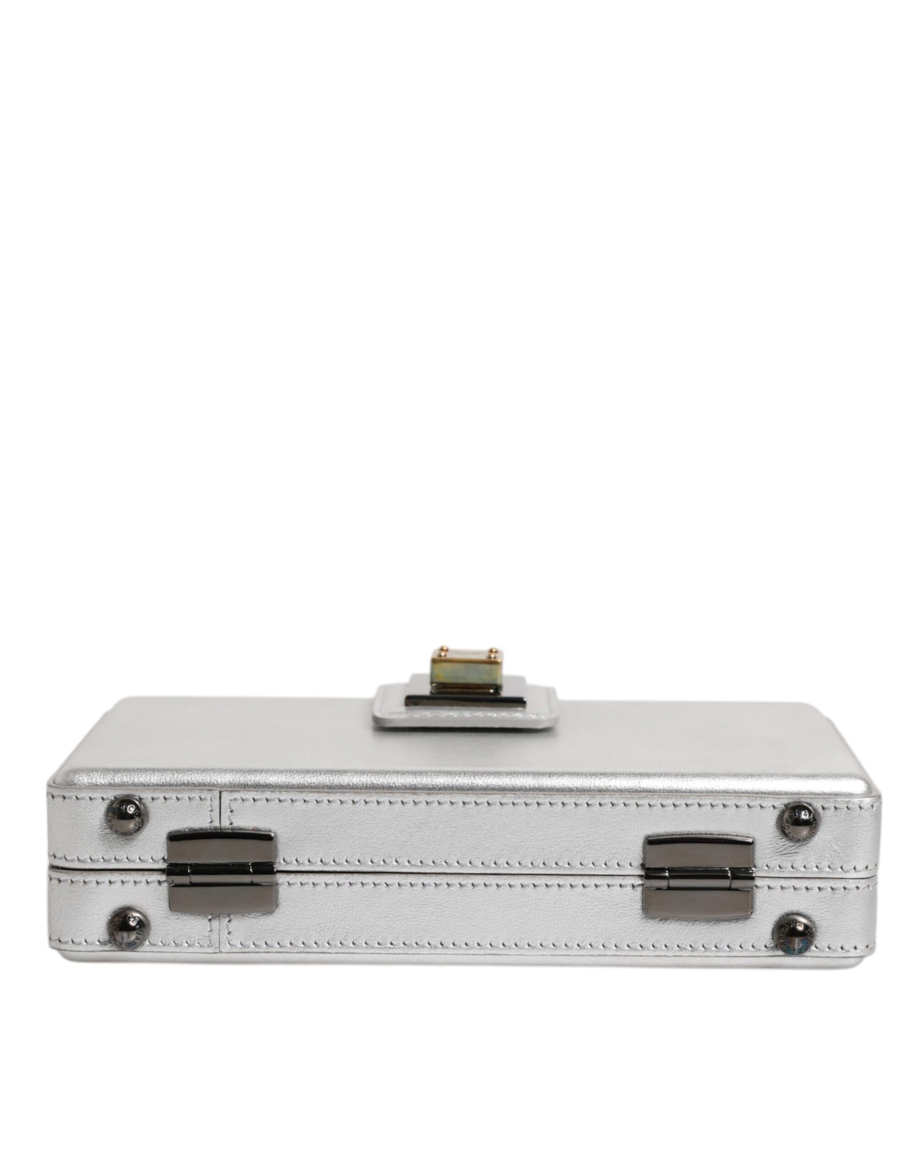 Dolce & Gabbana Metallic Silver DG BOX Leather Shoulder Strap Bag | Regal Royce
