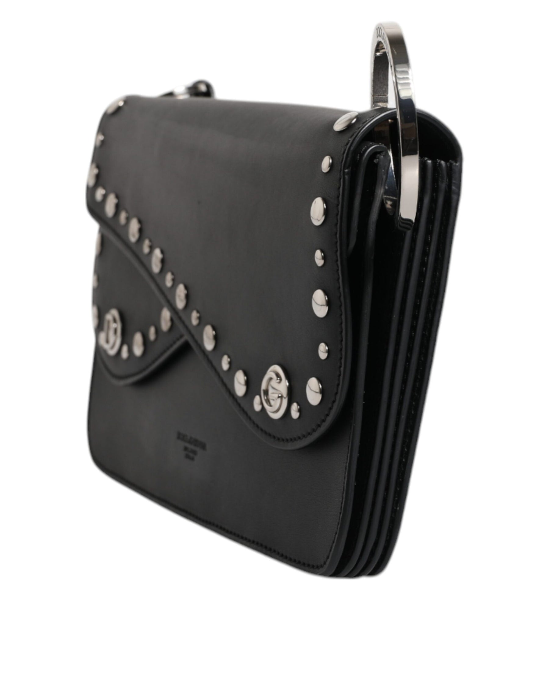 Dolce & Gabbana Black Small Leather Studded Shoulder Crossbody Bag | Regal Royce