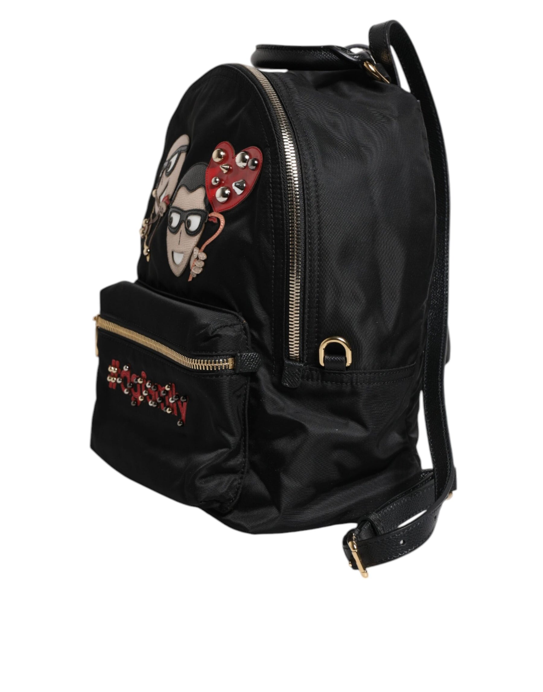 Dolce & Gabbana Black Nylon #DGFAMILY VULCANO Embellished Backpack Bag | Regal Royce