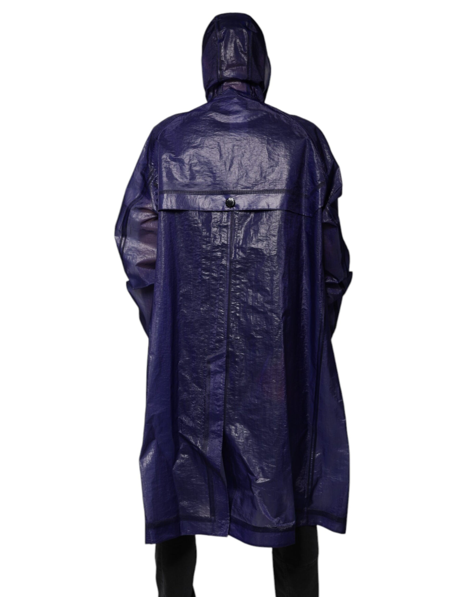 Dolce & Gabbana Dark Blue Cotton Hooded Men Raincoat Jacket | Regal Royce