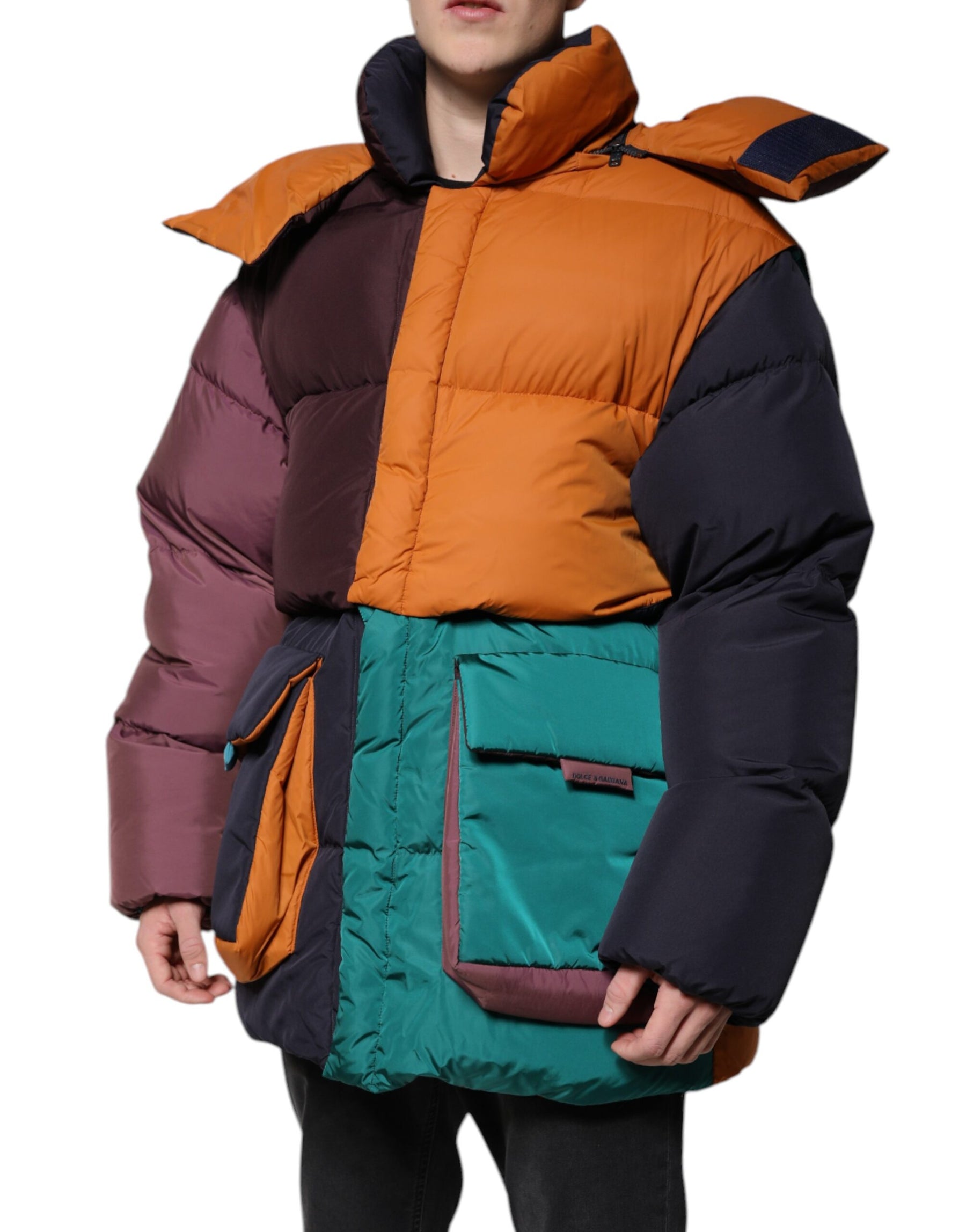 Dolce & Gabbana Multicolor Quilted Hooded Puffer Jacket | Regal Royce