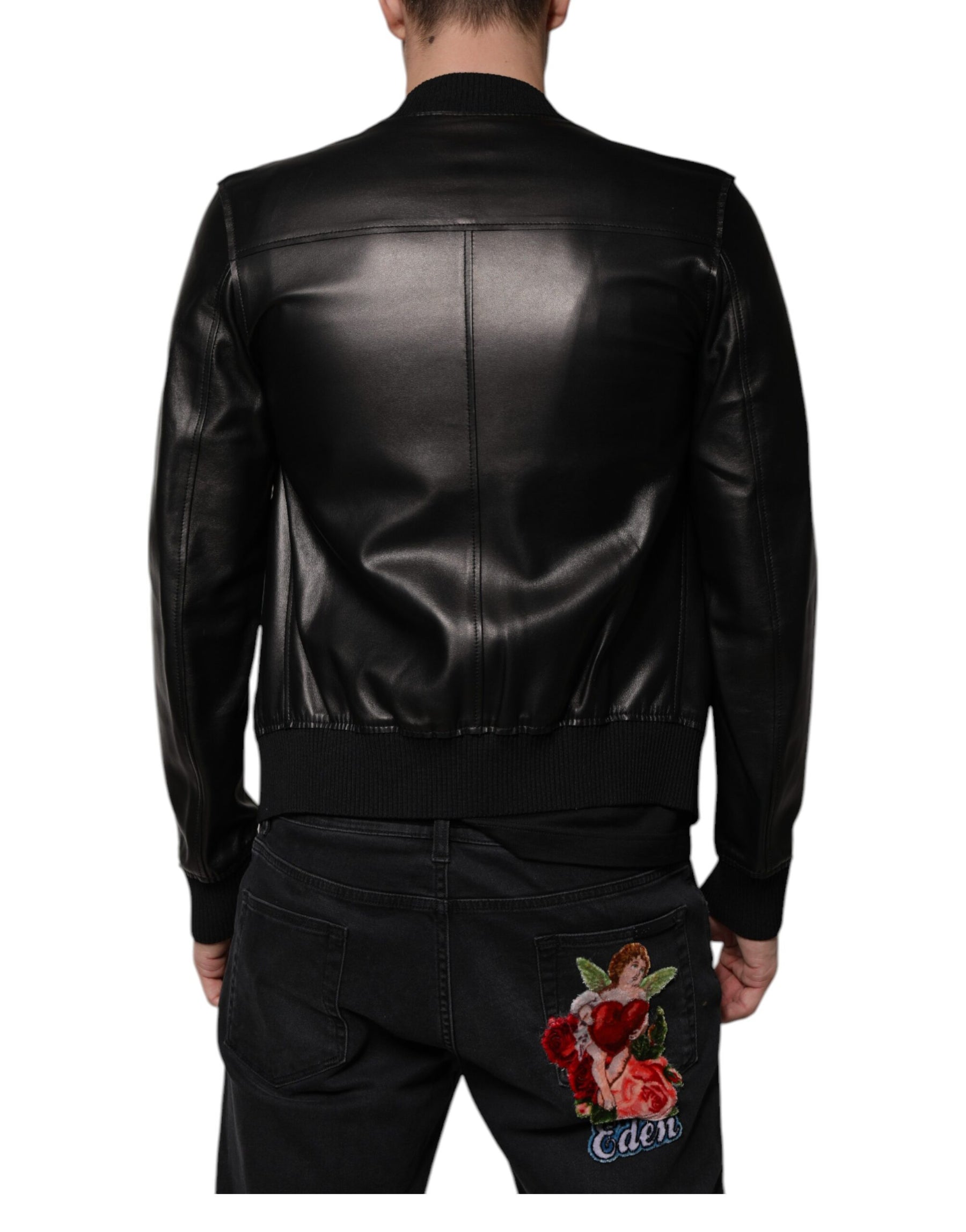 Dolce & Gabbana Black Lambskin Full Zip Biker Blouson Jacket | Regal Royce