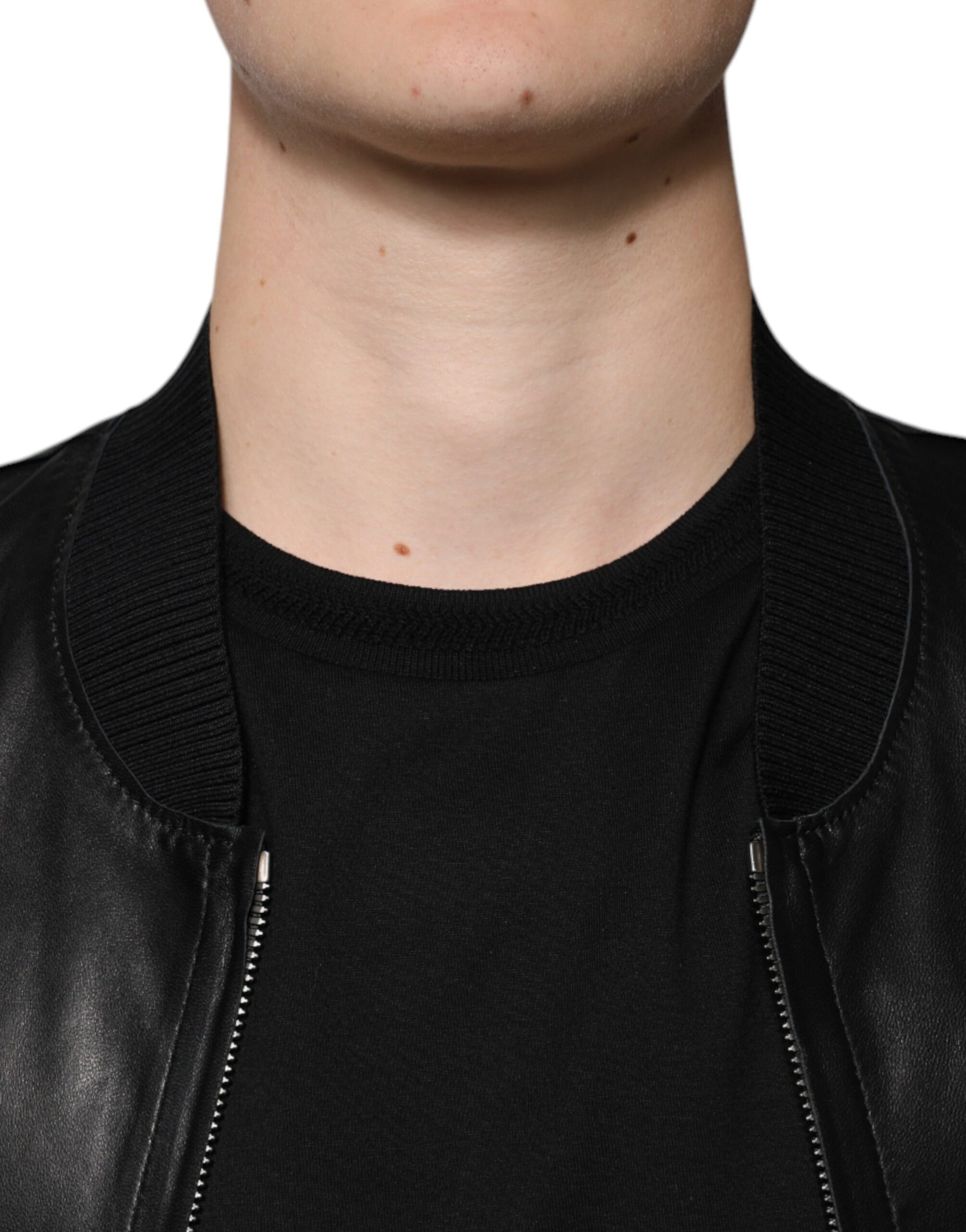Dolce & Gabbana Black Lambskin Full Zip Biker Blouson Jacket | Regal Royce
